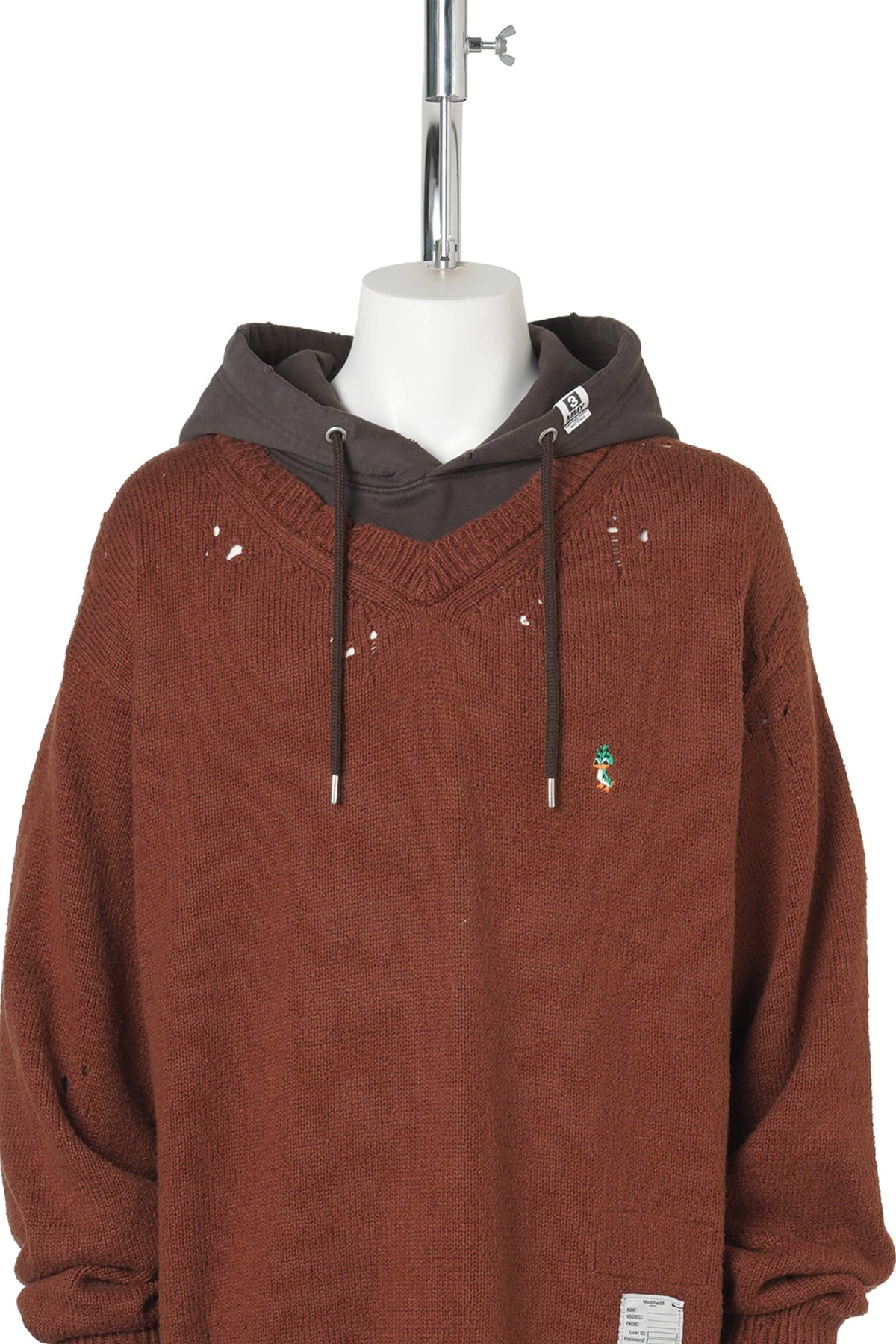 TRIPLE LAYERED SWEAT HOODIE / BROWN