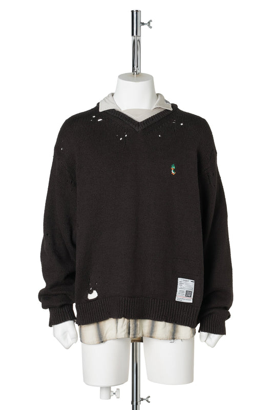 TRIPLE LAYERED COLLARED PULLOVER / BLACK