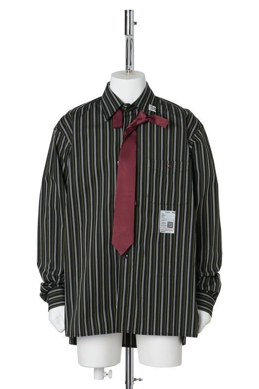ATTACHED TIE L/S SHIRTS / BLACK