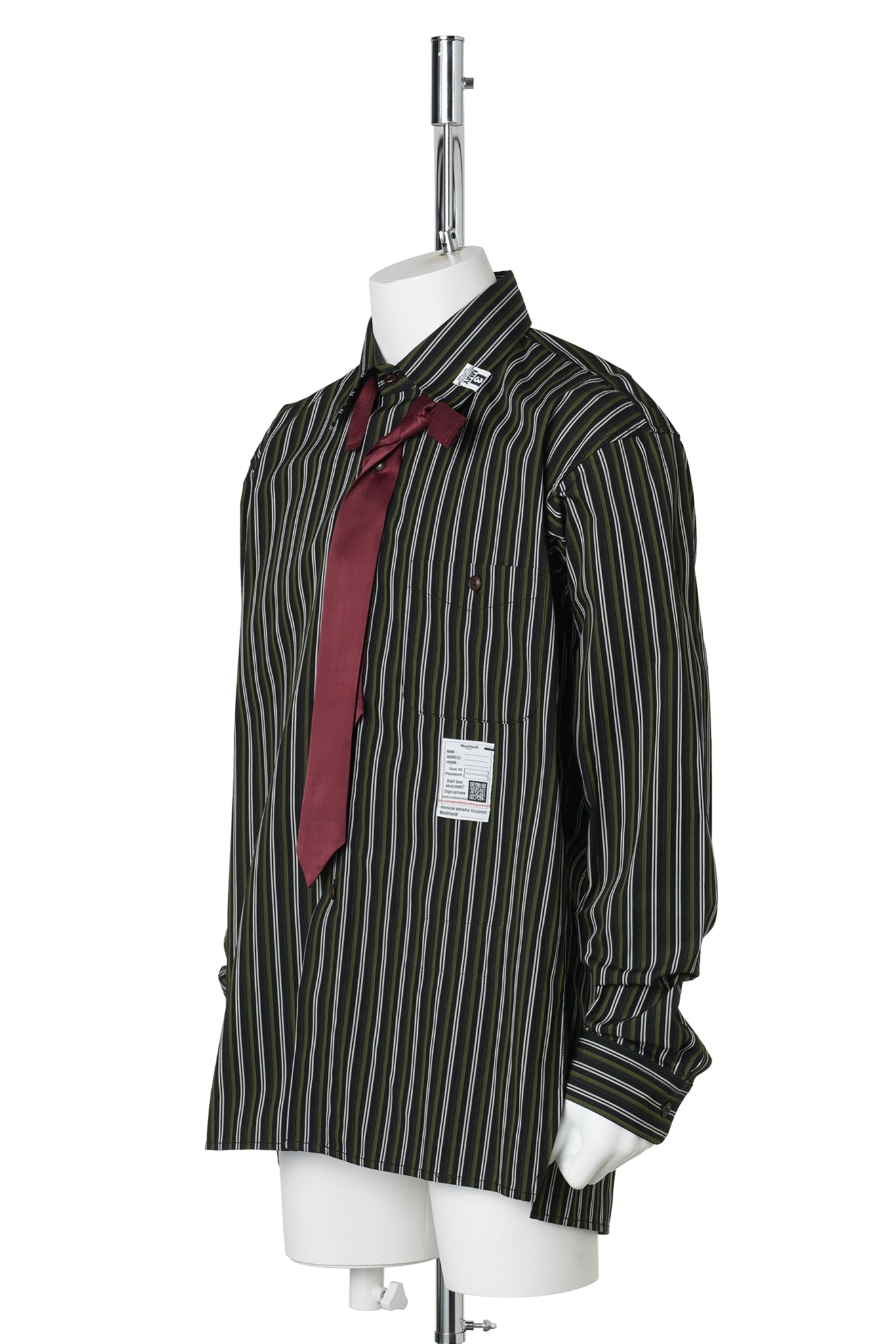ATTACHED TIE L/S SHIRTS / BLACK