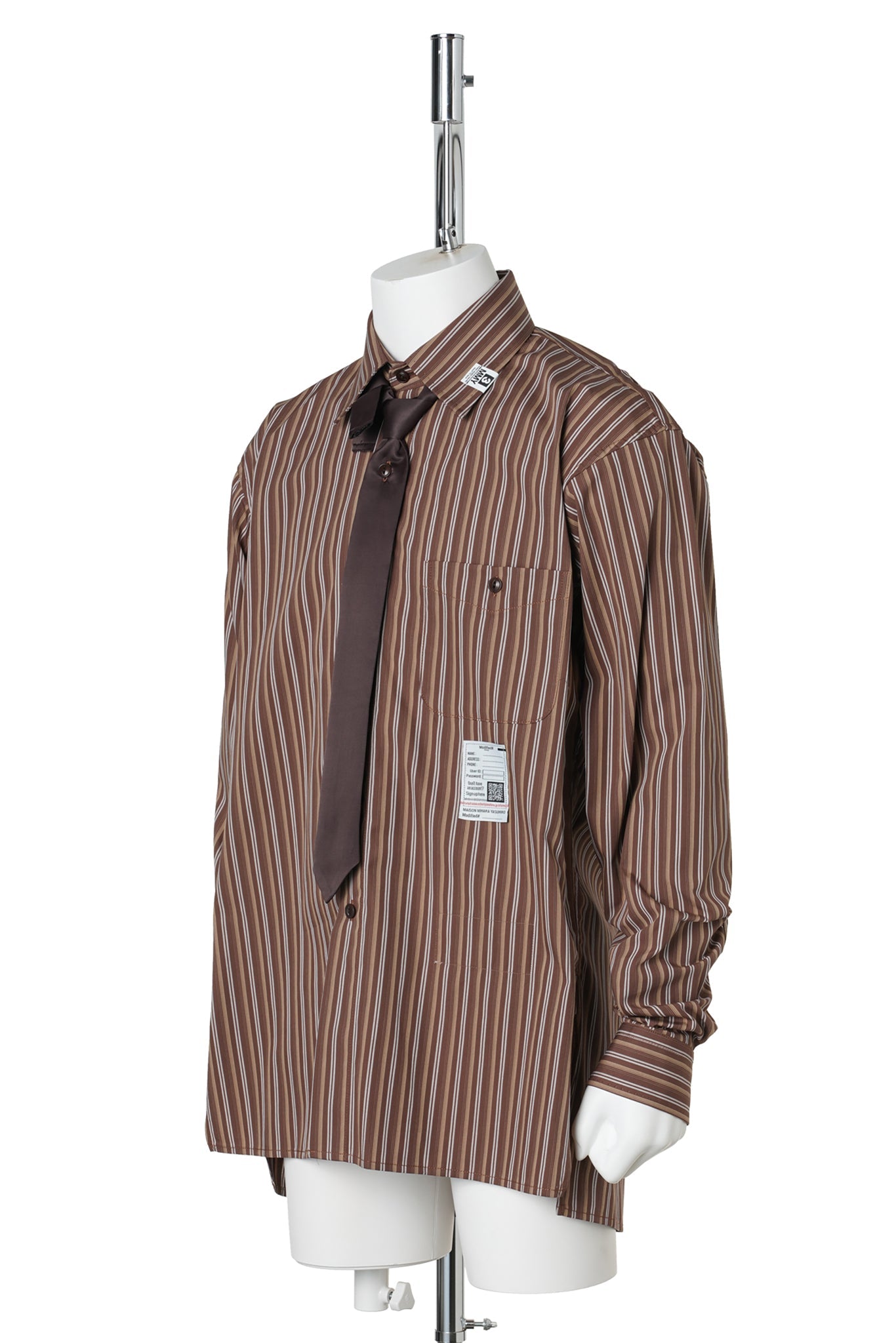 ATTACHED TIE L/S SHIRTS / BROWN