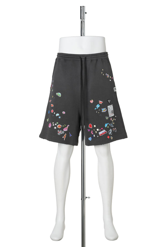 KIDS STICKER SWEAT SHORTS / BLACK