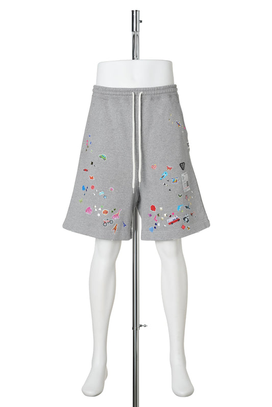 KIDS STICKER SWEAT SHORTS / GRAY