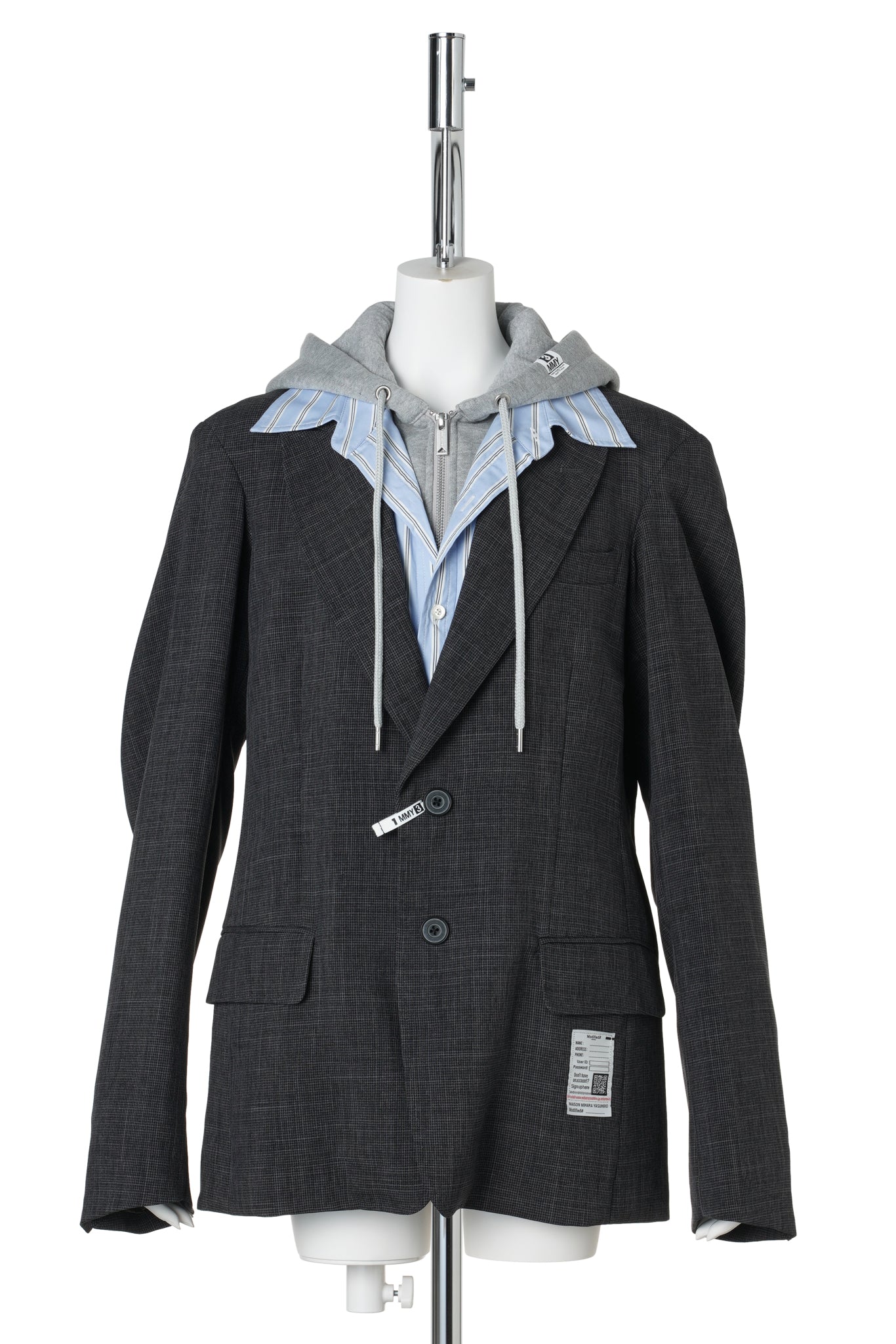THREE LAYERED HOUNDSTOOTH JACKET / GRAY