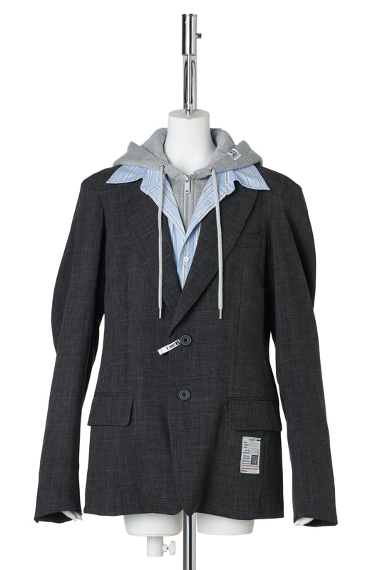 THREE LAYERED HOUNDSTOOTH JACKET / GRAY