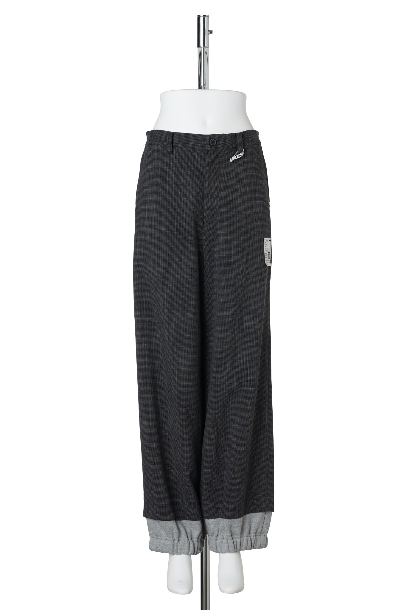LAYERED HEM HOUNDSTOOTH PANTS / GRAY