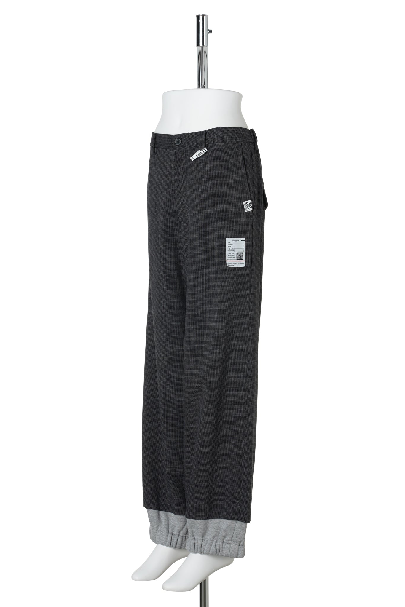 LAYERED HEM HOUNDSTOOTH PANTS / GRAY