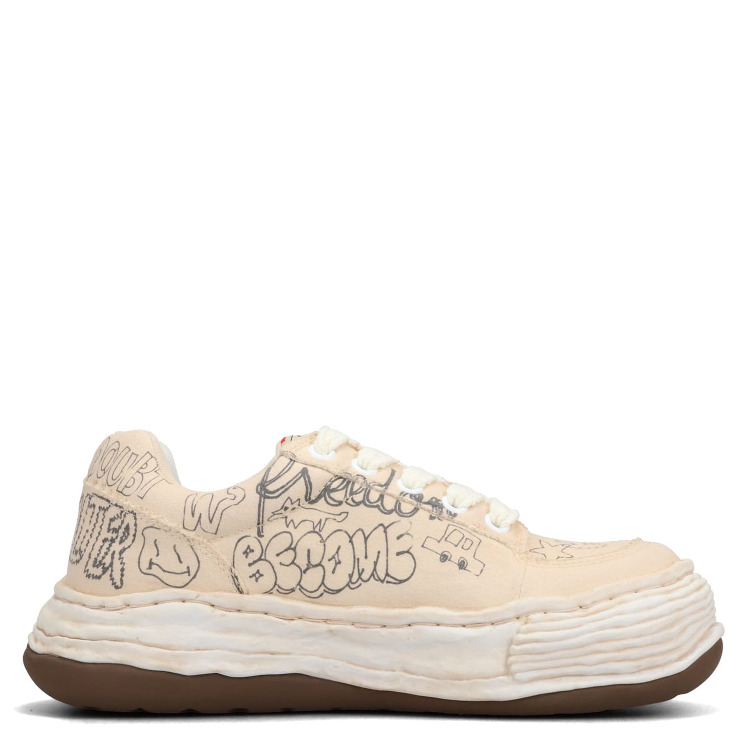 OLIVER / ORIGINAL SOLE GRAFFITI PRINTED CANVAS LOW-TOP SNEAKER / 011:WHITE