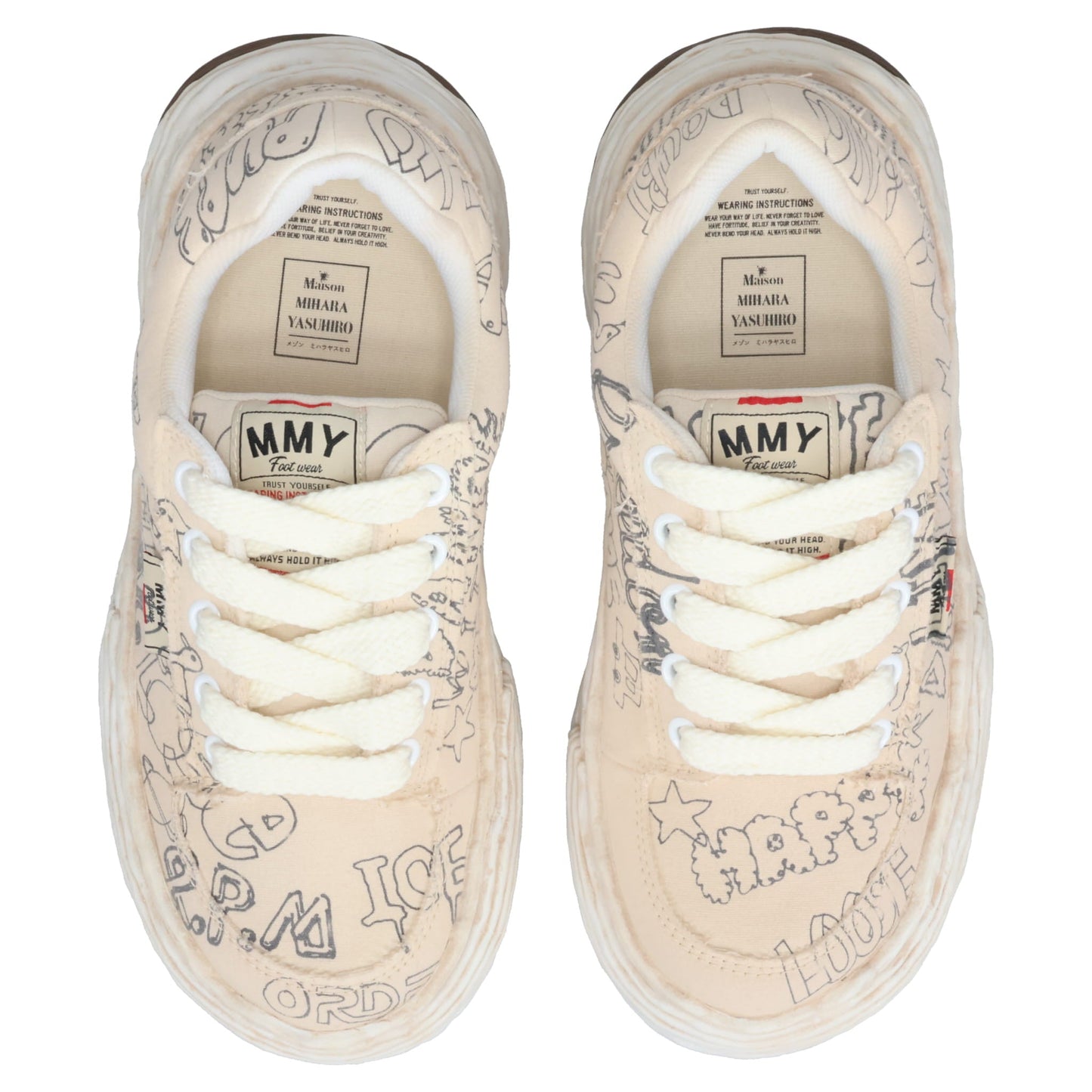 OLIVER / ORIGINAL SOLE GRAFFITI PRINTED CANVAS LOW-TOP SNEAKER / 011:WHITE