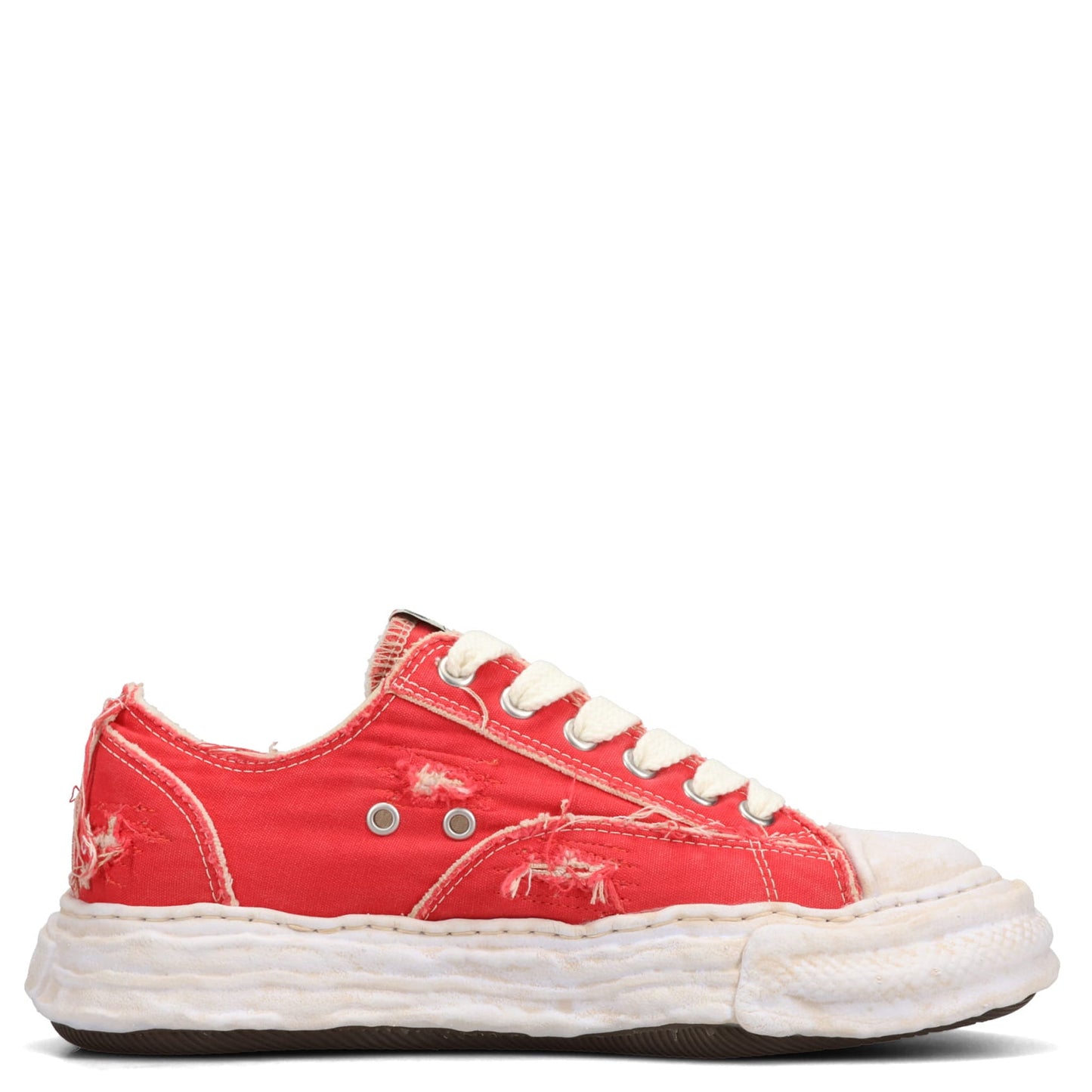 PETERSON23 / ORIGINAL SOLE RIPPING AND OVER DYEING CANVAS LOW -TOP SNEAKER / 046:RED