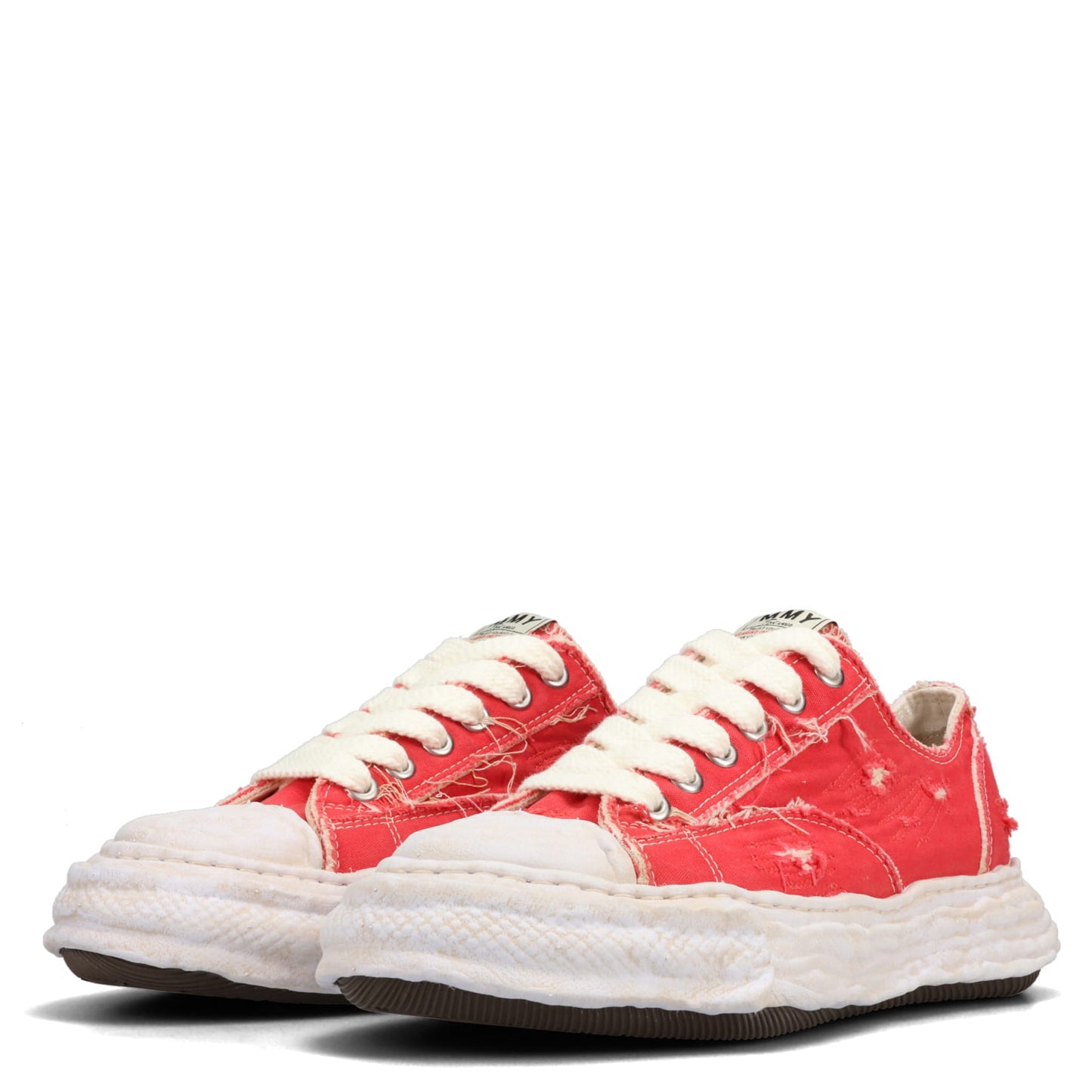PETERSON23 / ORIGINAL SOLE RIPPING AND OVER DYEING CANVAS LOW -TOP SNEAKER / 046:RED