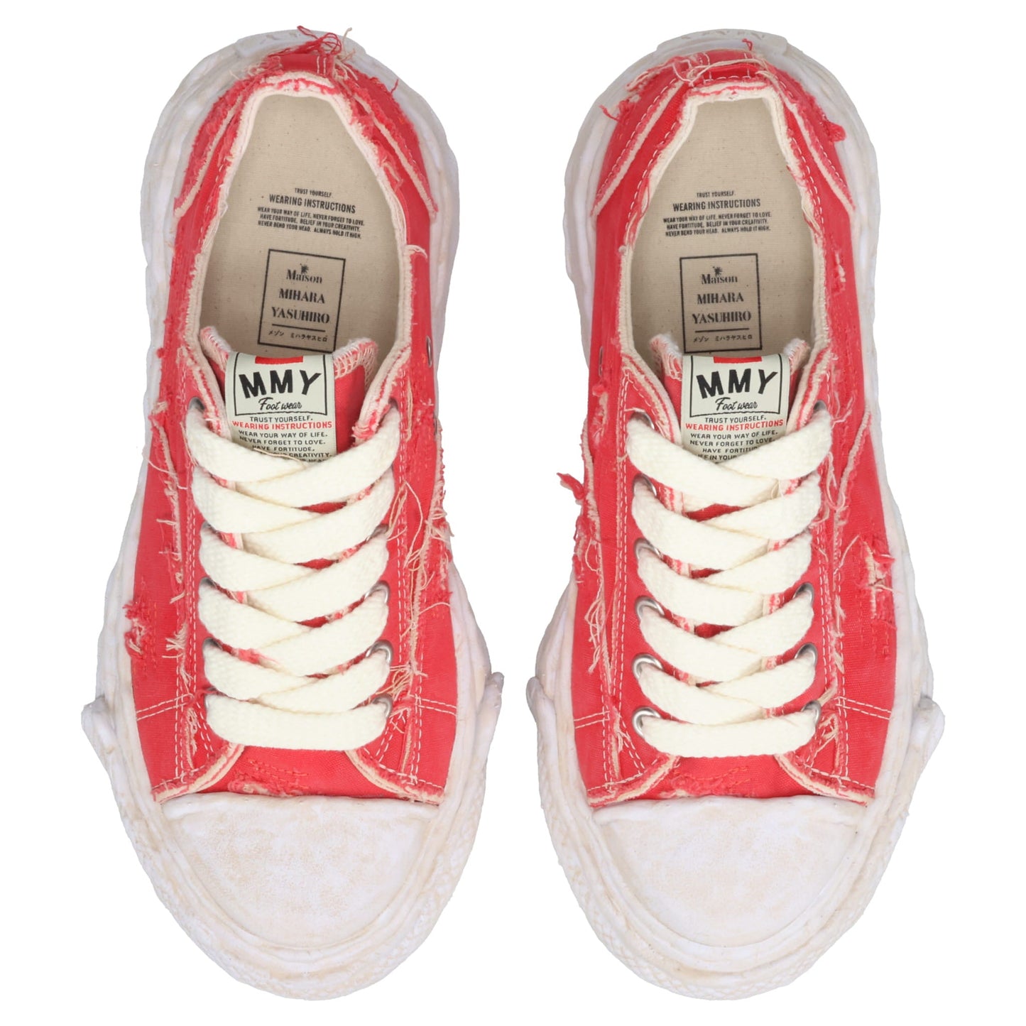 PETERSON23 / ORIGINAL SOLE RIPPING AND OVER DYEING CANVAS LOW -TOP SNEAKER / 046:RED