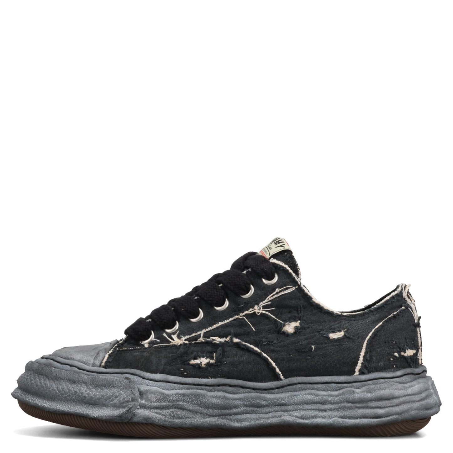 PETERSON23 / ORIGINAL SOLE RIPPING AND OVER DYEING CANVAS LOW -TOP SNEAKER / 129:BLK/BLK