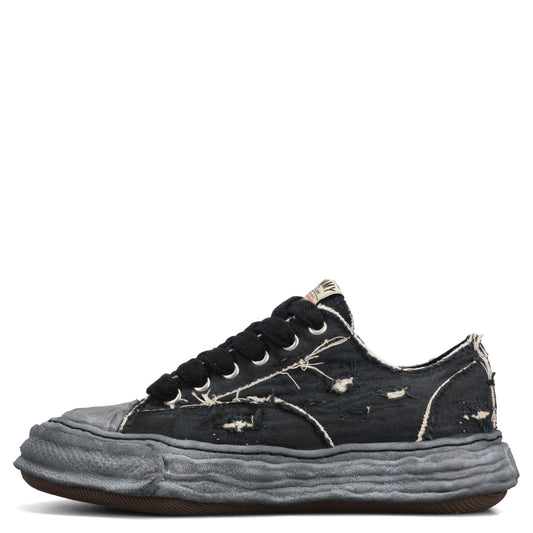PETERSON23 / ORIGINAL SOLE RIPPING AND OVER DYEING CANVAS LOW -TOP SNEAKER / 129:BLK/BLK