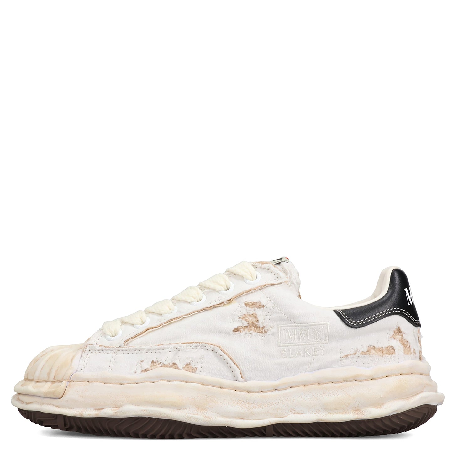 BLAKEY / ORIGINAL SOLE RIPPING AND OVER DYEING CANVAS LOW-TOP SNEAKER / 011:WHITE