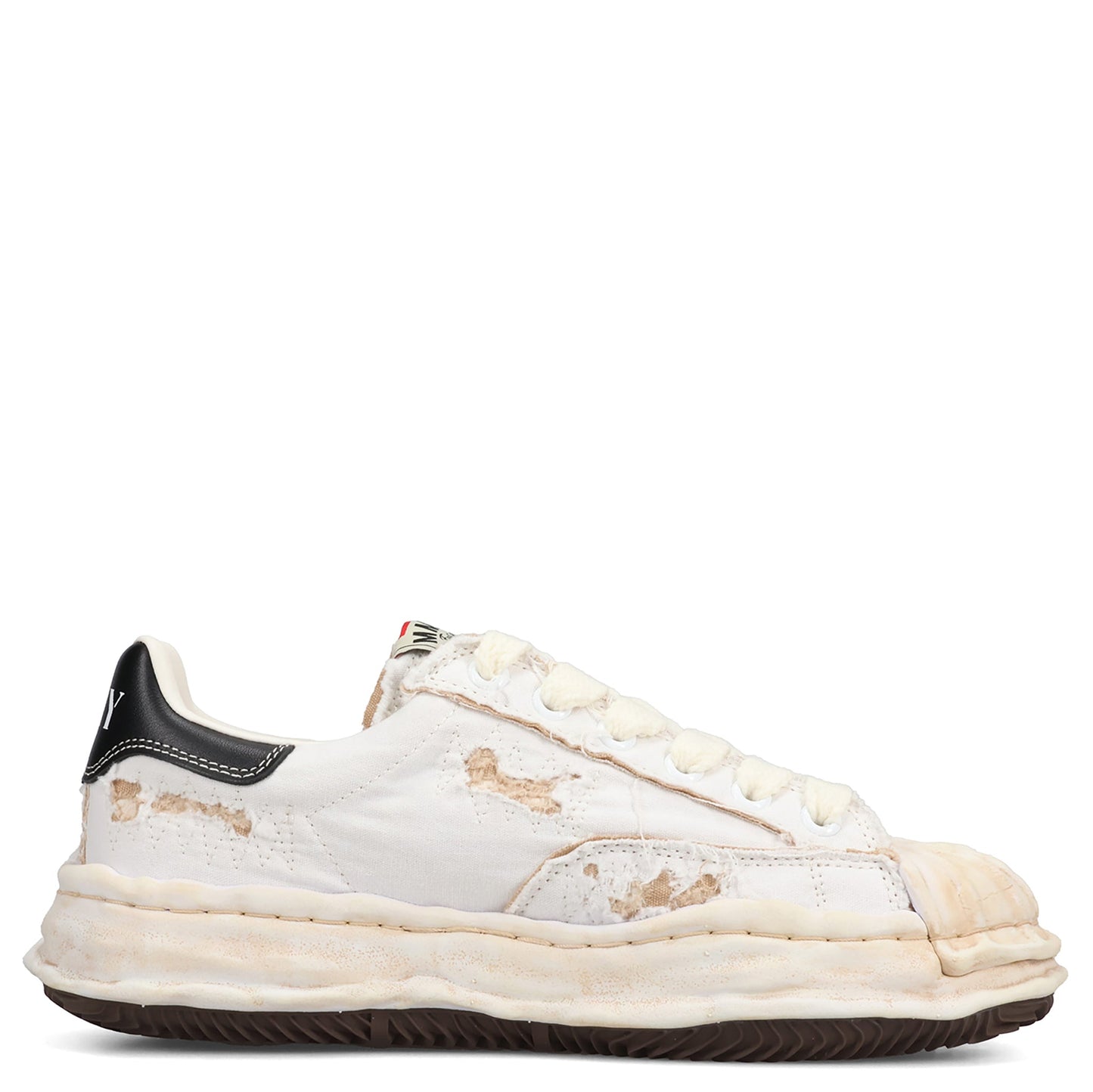 BLAKEY / ORIGINAL SOLE RIPPING AND OVER DYEING CANVAS LOW-TOP SNEAKER / 011:WHITE