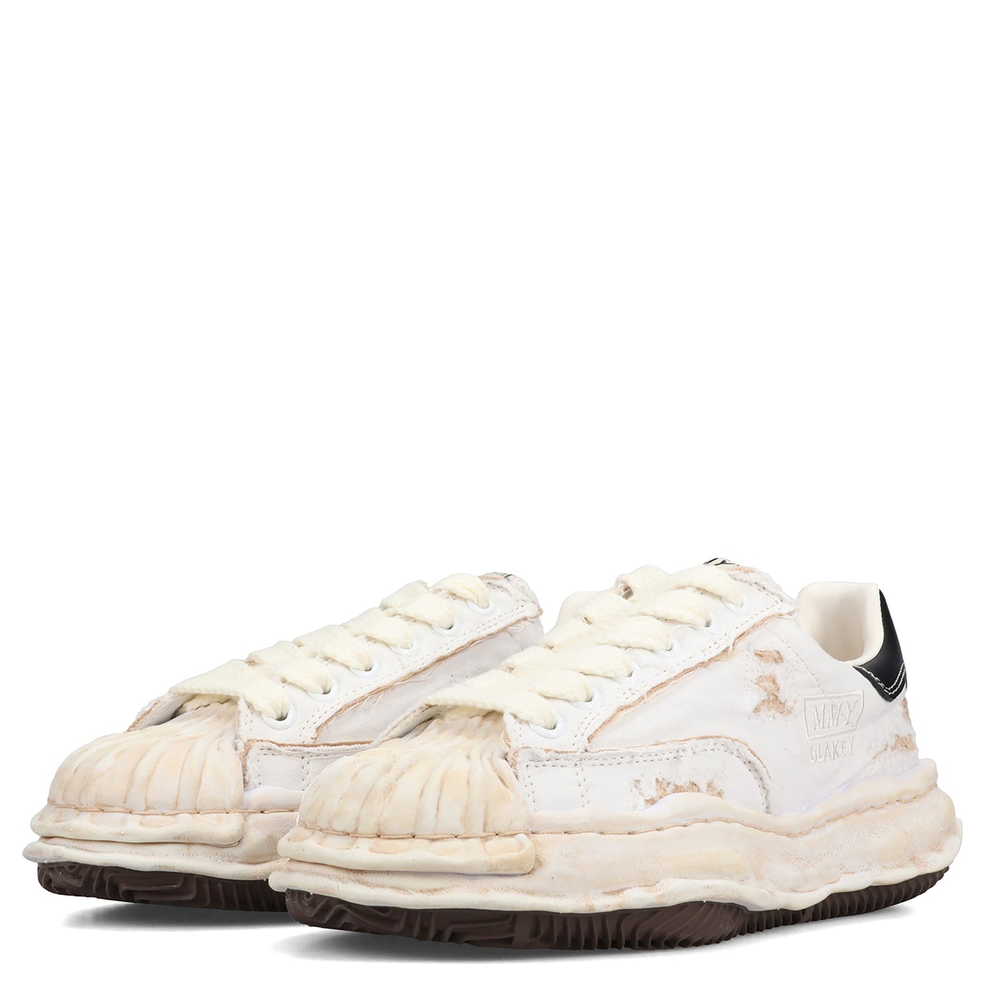 BLAKEY / ORIGINAL SOLE RIPPING AND OVER DYEING CANVAS LOW-TOP SNEAKER / 011:WHITE
