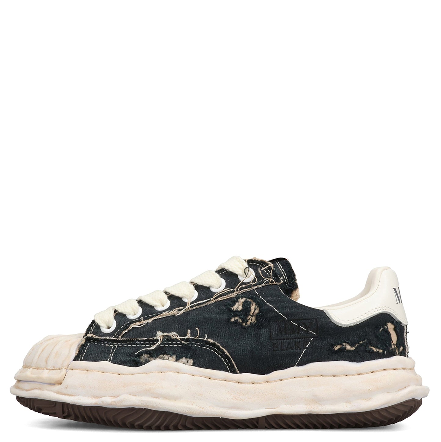 BLAKEY / ORIGINAL SOLE RIPPING AND OVER DYEING CANVAS LOW-TOP SNEAKER / 018:BLACK