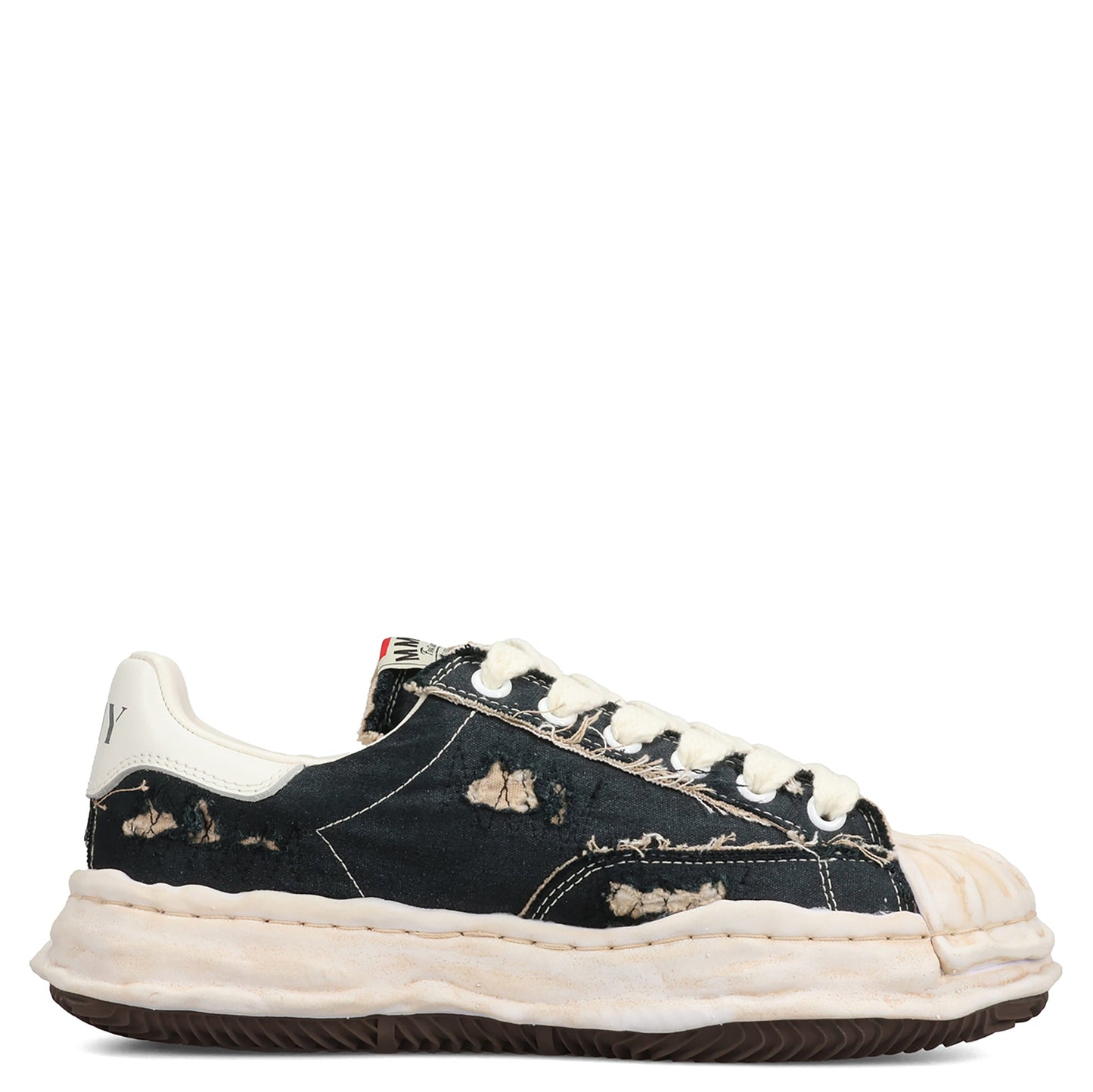BLAKEY / ORIGINAL SOLE RIPPING AND OVER DYEING CANVAS LOW-TOP SNEAKER / 018:BLACK