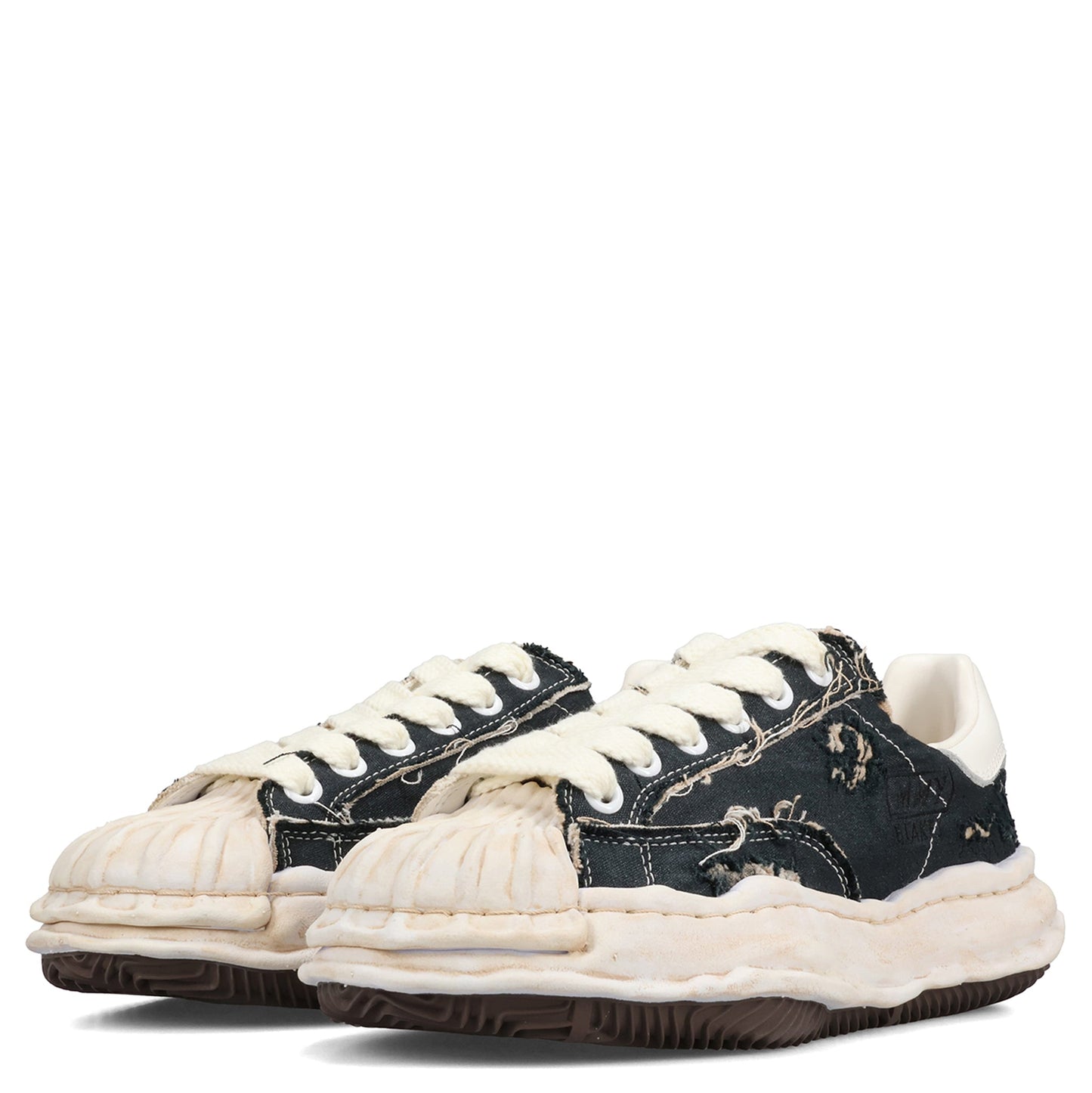 BLAKEY / ORIGINAL SOLE RIPPING AND OVER DYEING CANVAS LOW-TOP SNEAKER / 018:BLACK