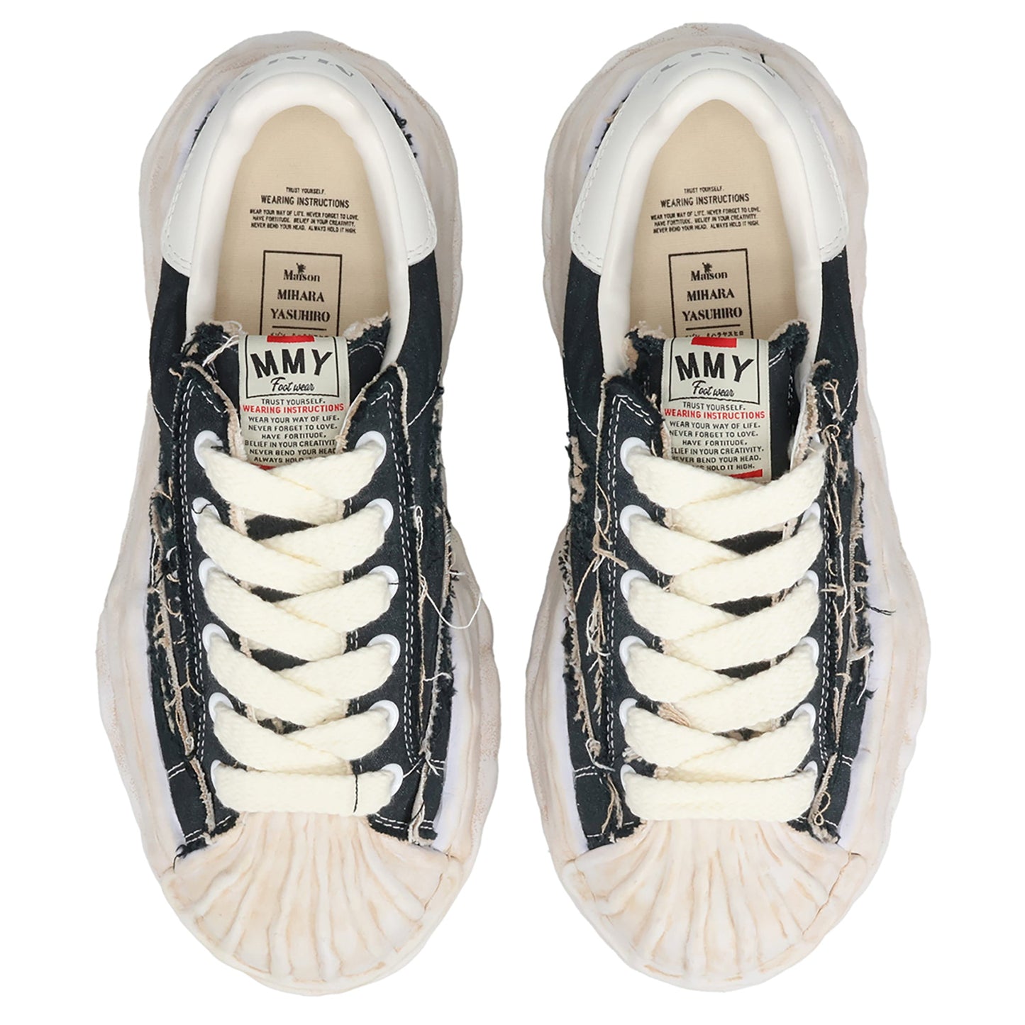 BLAKEY / ORIGINAL SOLE RIPPING AND OVER DYEING CANVAS LOW-TOP SNEAKER / 018:BLACK
