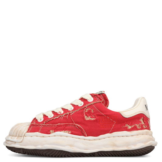 BLAKEY / ORIGINAL SOLE RIPPING AND OVER DYEING CANVAS LOW-TOP SNEAKER / 046:RED