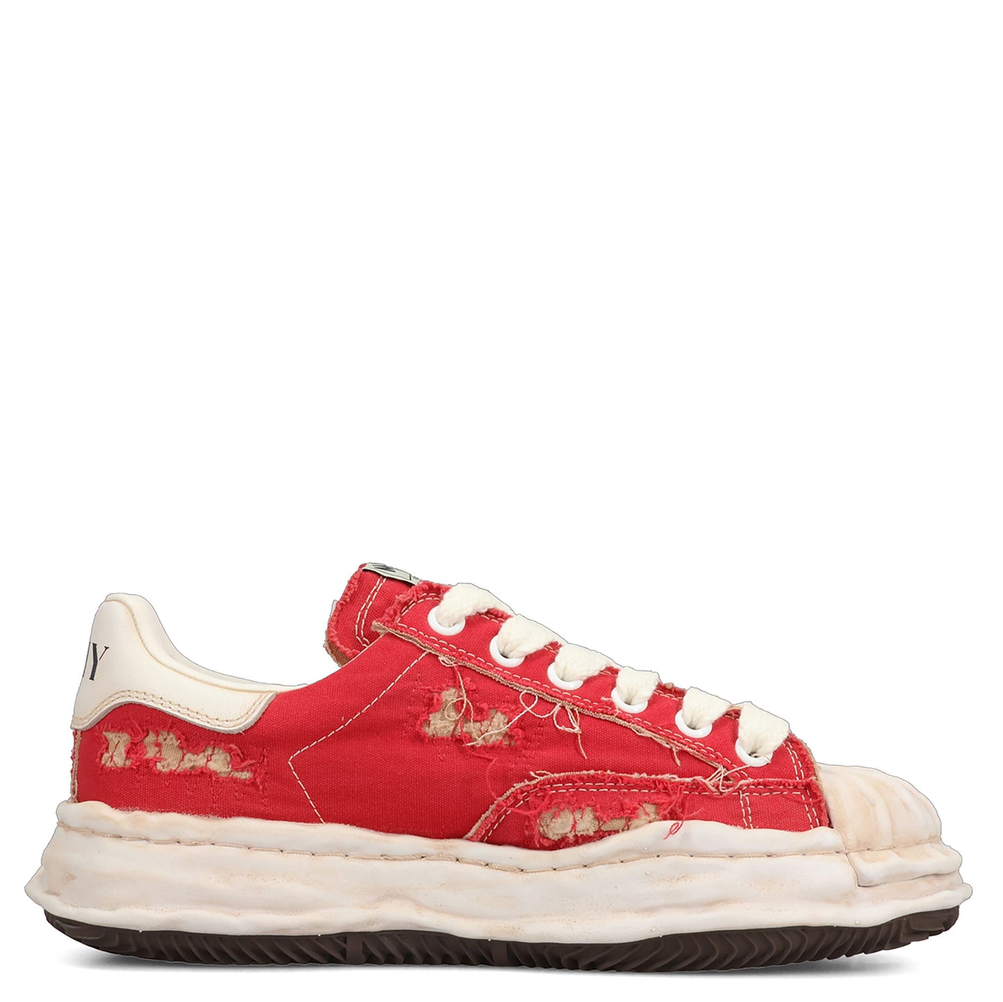BLAKEY / ORIGINAL SOLE RIPPING AND OVER DYEING CANVAS LOW-TOP SNEAKER / 046:RED