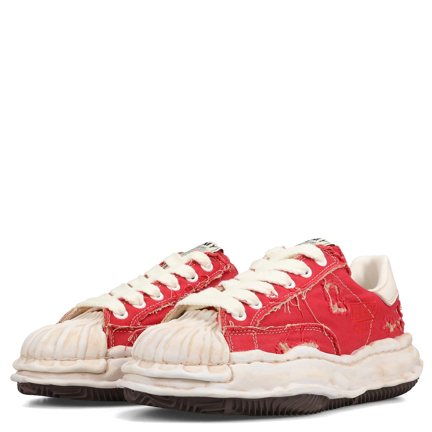 BLAKEY / ORIGINAL SOLE RIPPING AND OVER DYEING CANVAS LOW-TOP SNEAKER / 046:RED