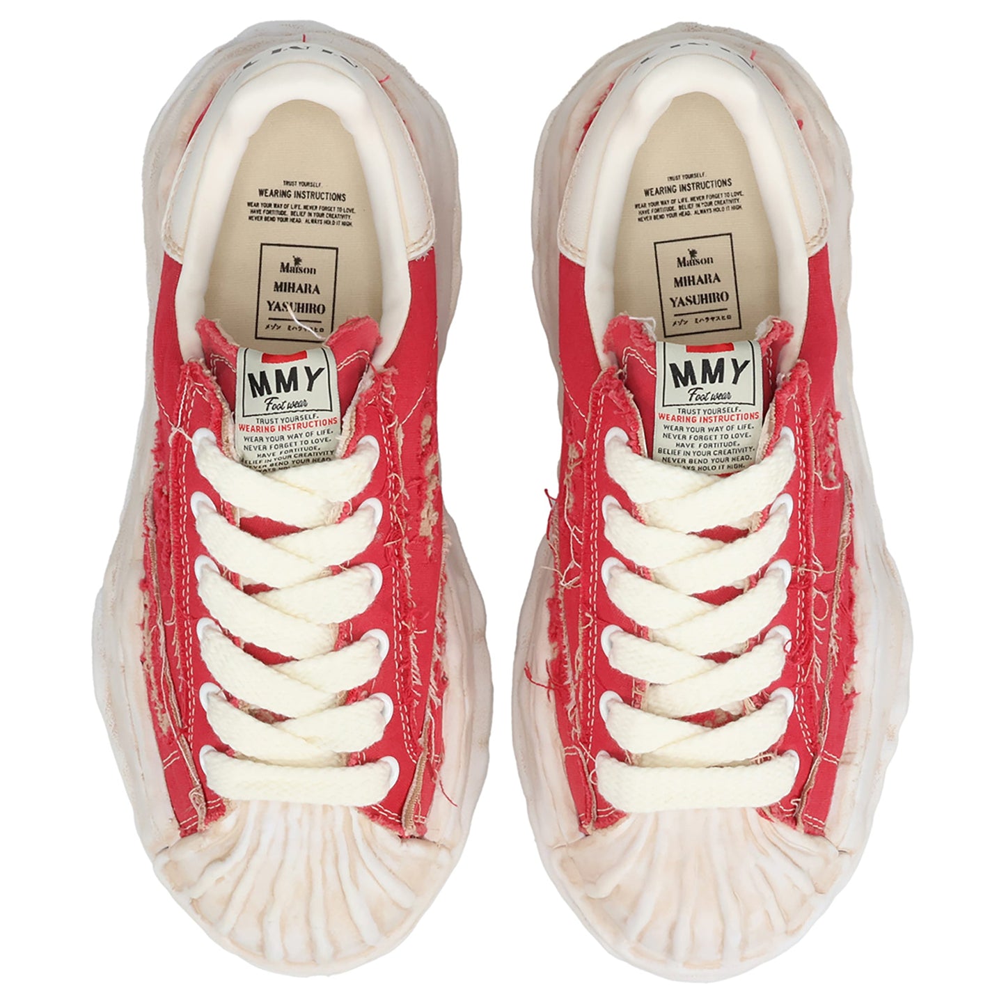 BLAKEY / ORIGINAL SOLE RIPPING AND OVER DYEING CANVAS LOW-TOP SNEAKER / 046:RED