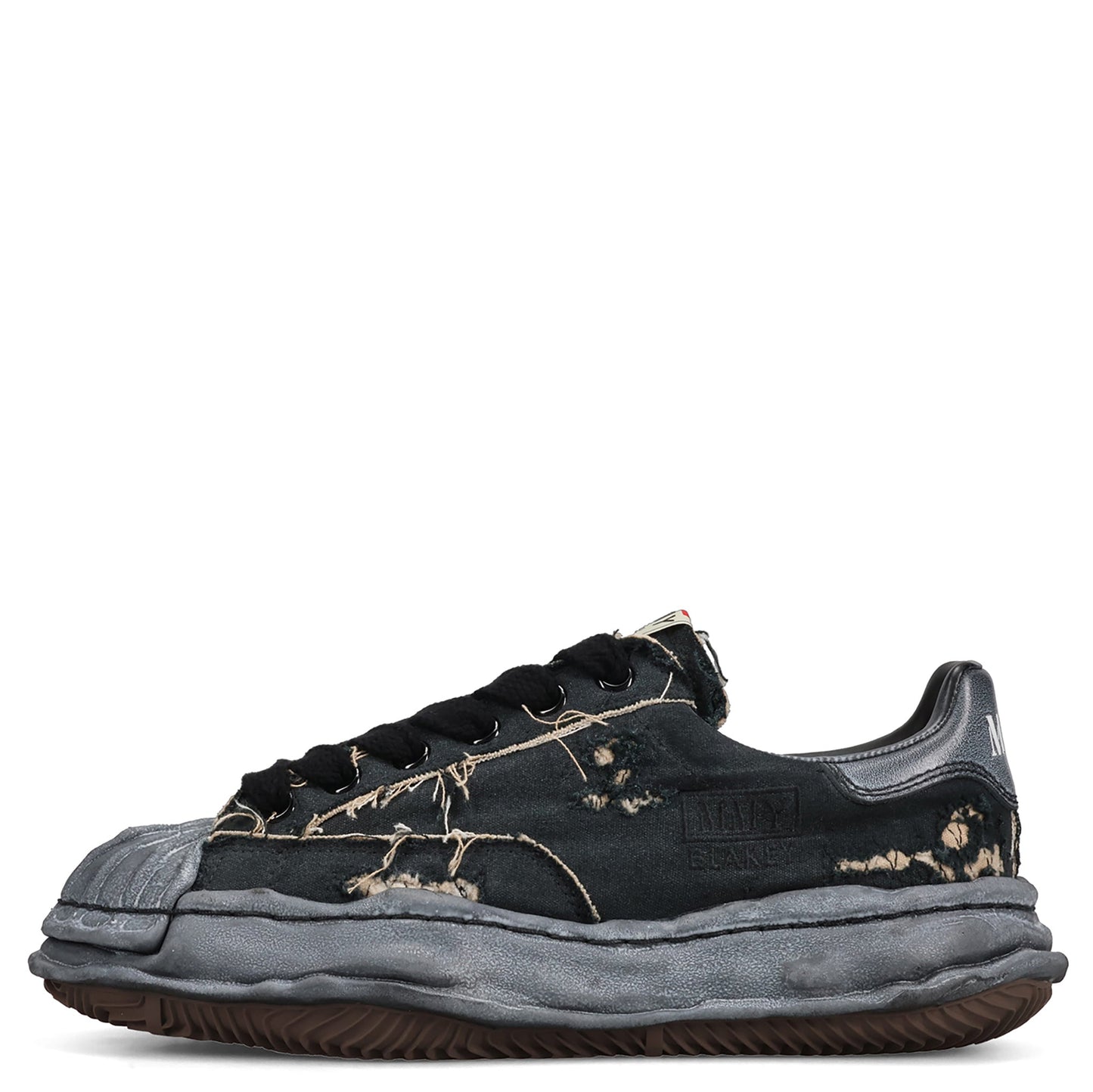 BLAKEY / ORIGINAL SOLE RIPPING AND OVER DYEING CANVAS LOW-TOP SNEAKER / 129:BLK/BLK