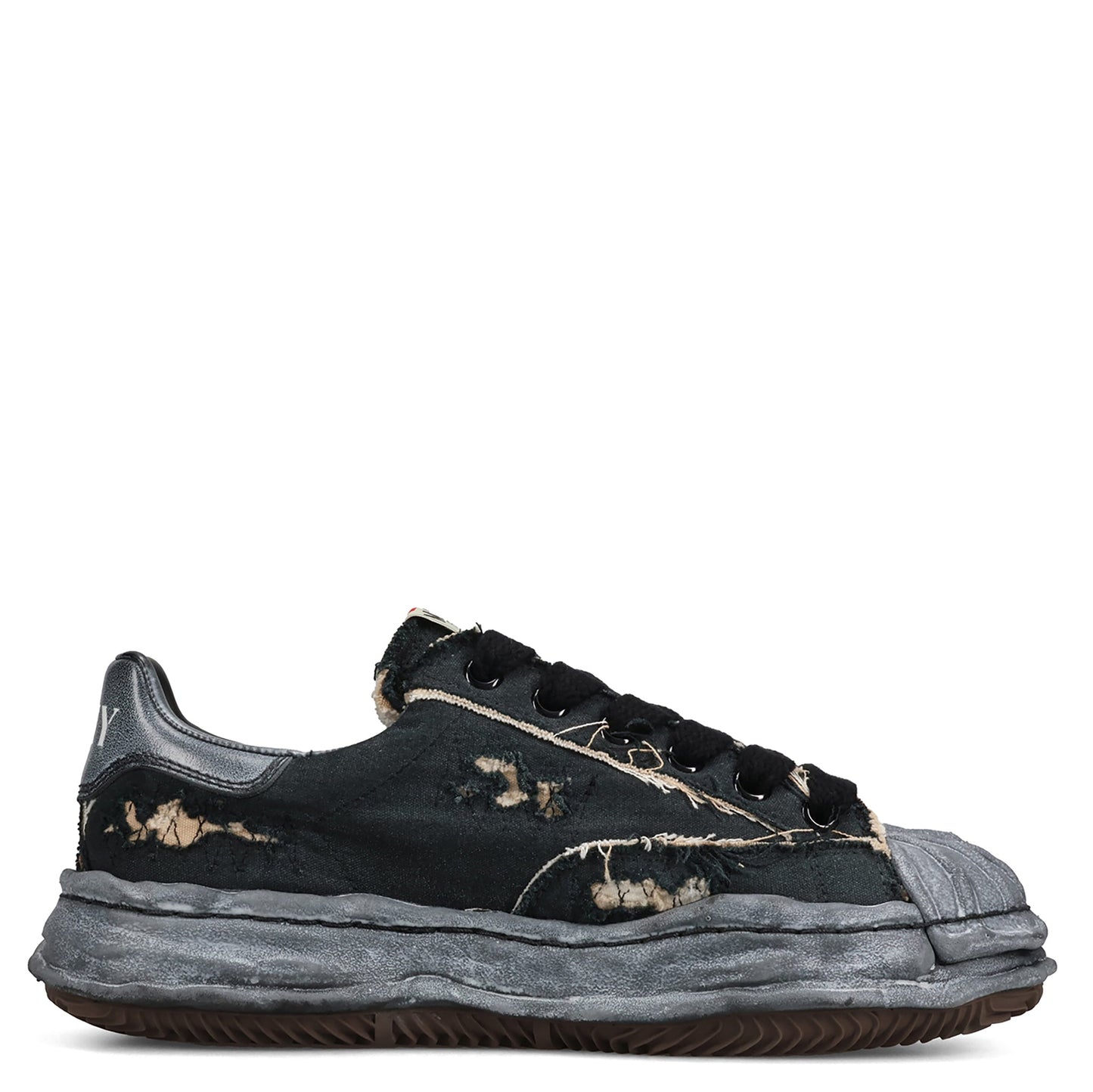 BLAKEY / ORIGINAL SOLE RIPPING AND OVER DYEING CANVAS LOW-TOP SNEAKER / 129:BLK/BLK