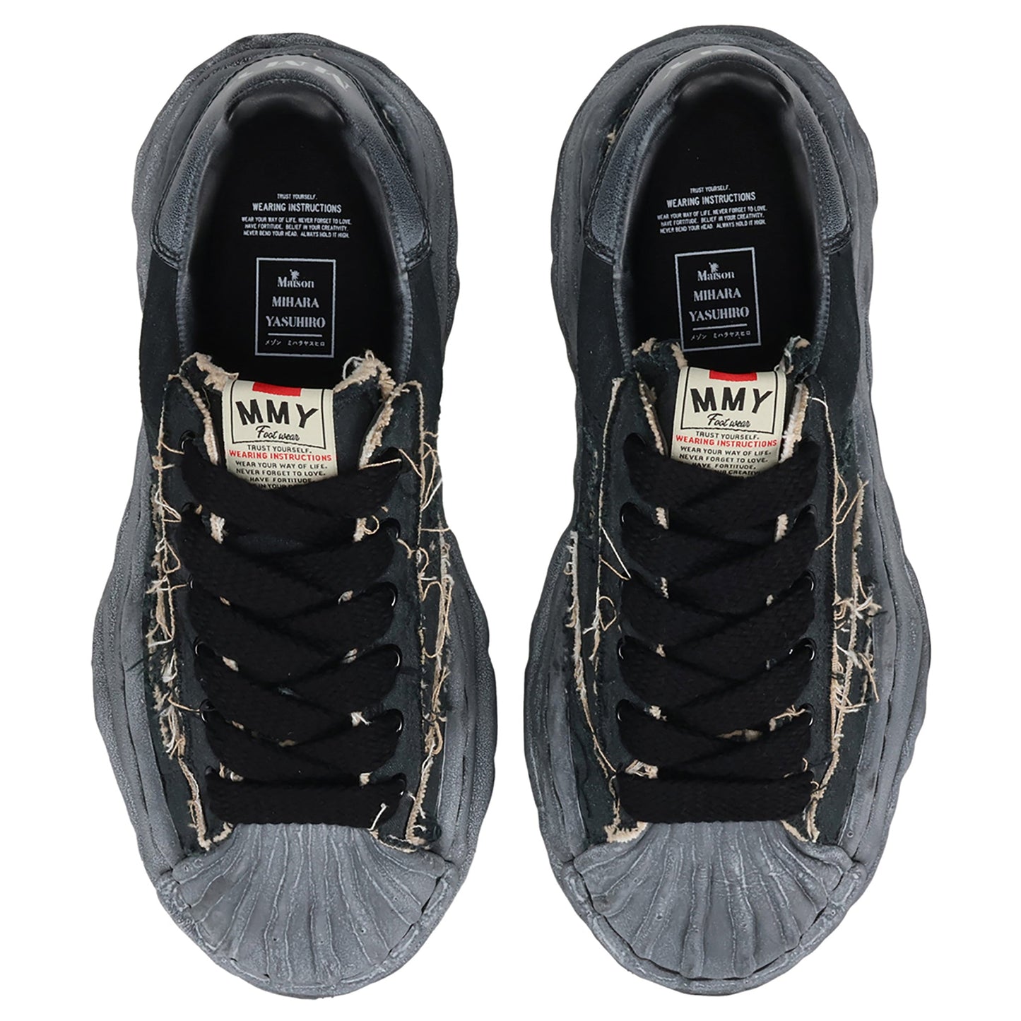 BLAKEY / ORIGINAL SOLE RIPPING AND OVER DYEING CANVAS LOW-TOP SNEAKER / 129:BLK/BLK