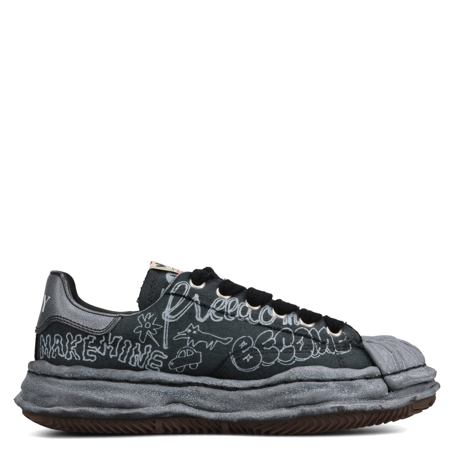 BLAKEY / ORIGINAL SOLE GRAFFITI PRINTED CANVAS LOW-TOP SNEAKER / 129:BLK/BLK