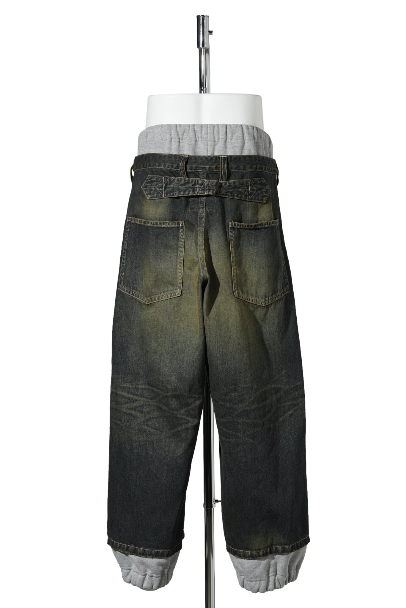 SWEAT COMBINED DENIM PANTS / INDIGO