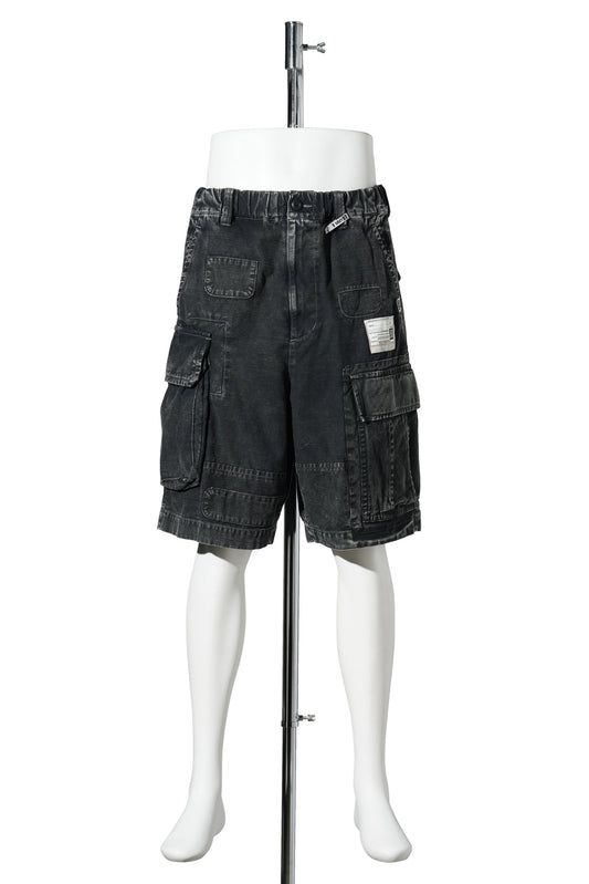 REPAIRED CARGO SHORTS / BLACK