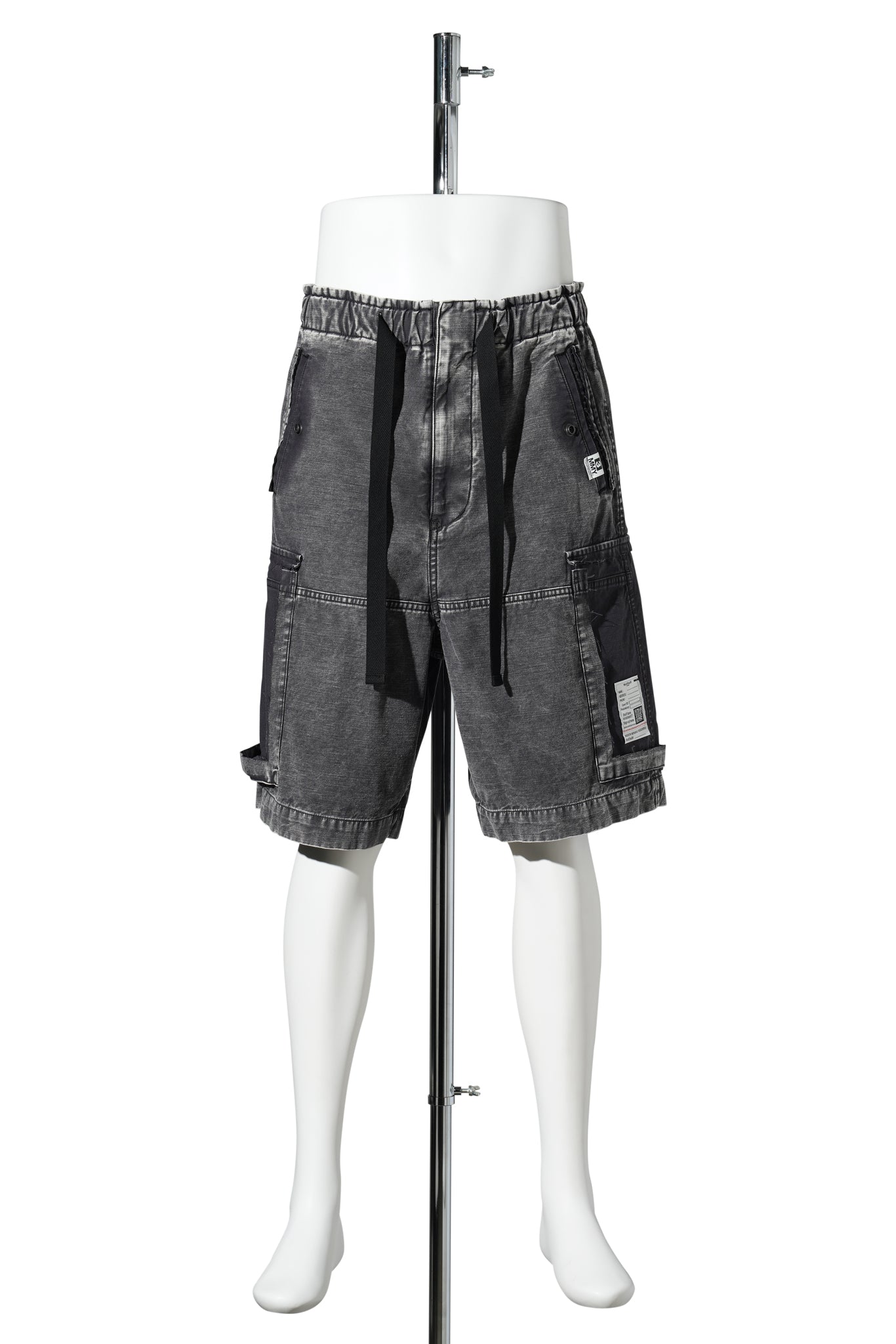 DAMAGED CARGO SHORT PANTS / BLACK