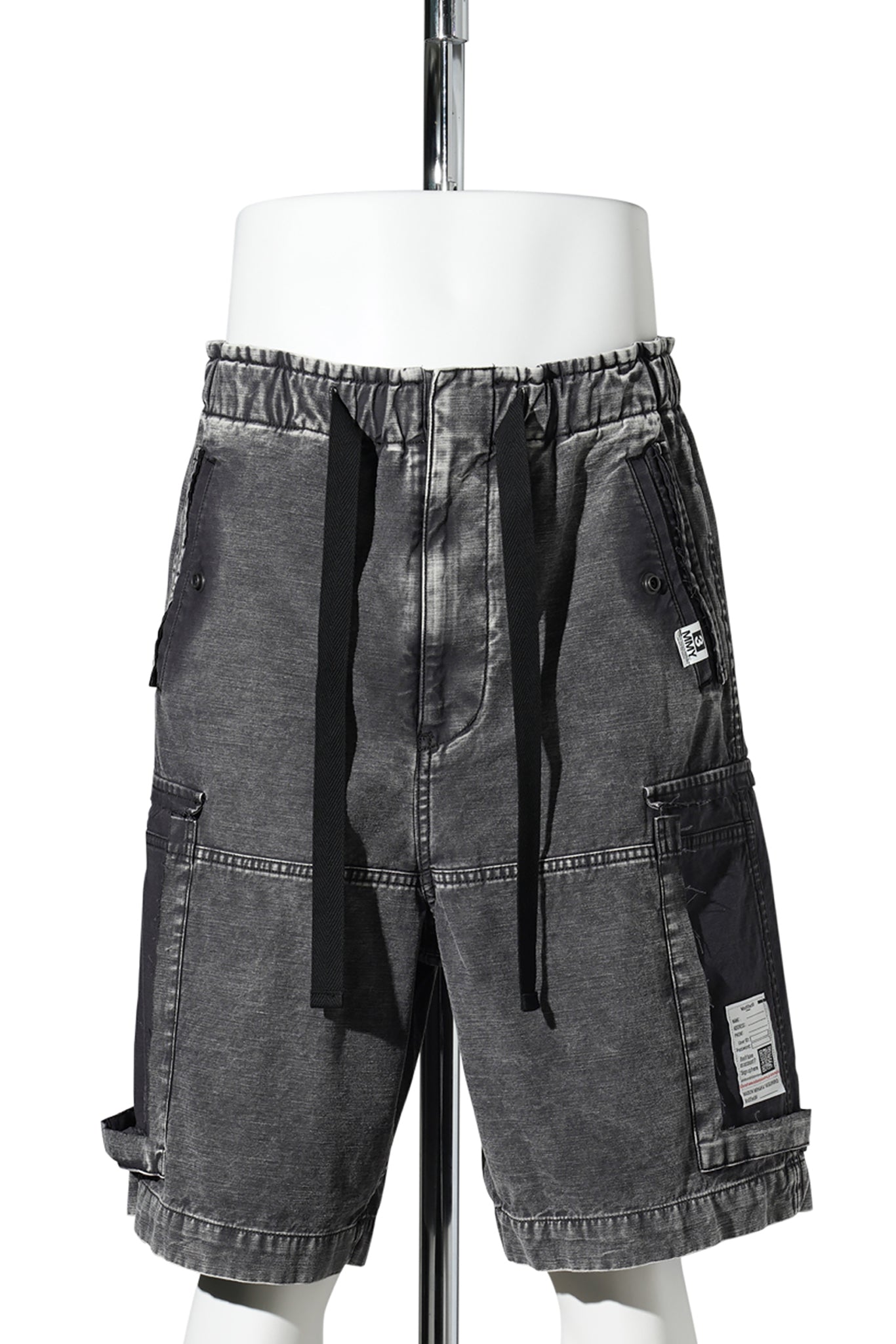 DAMAGED CARGO SHORT PANTS / BLACK