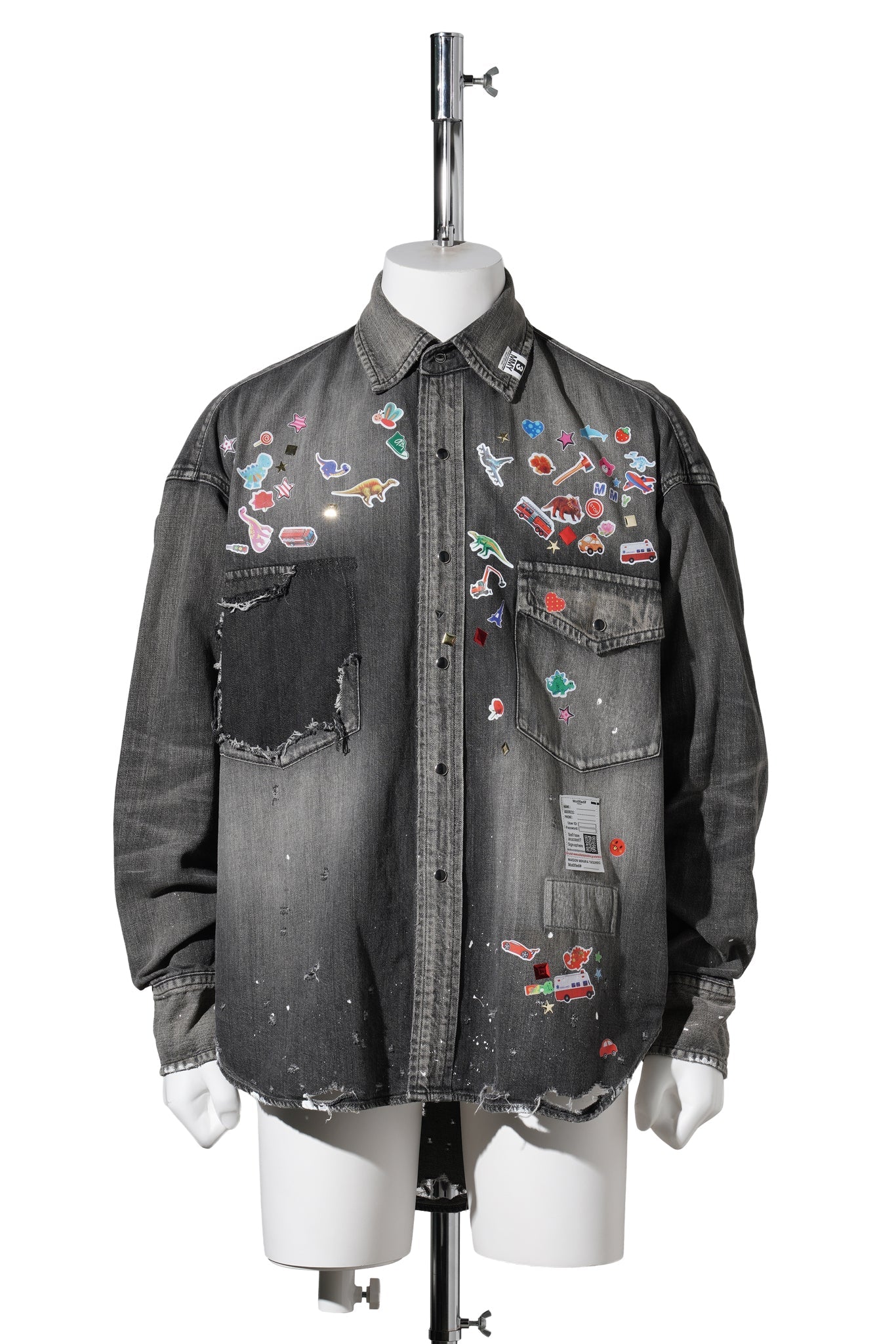 DENIM SHIRTS W STICKER / BLACK
