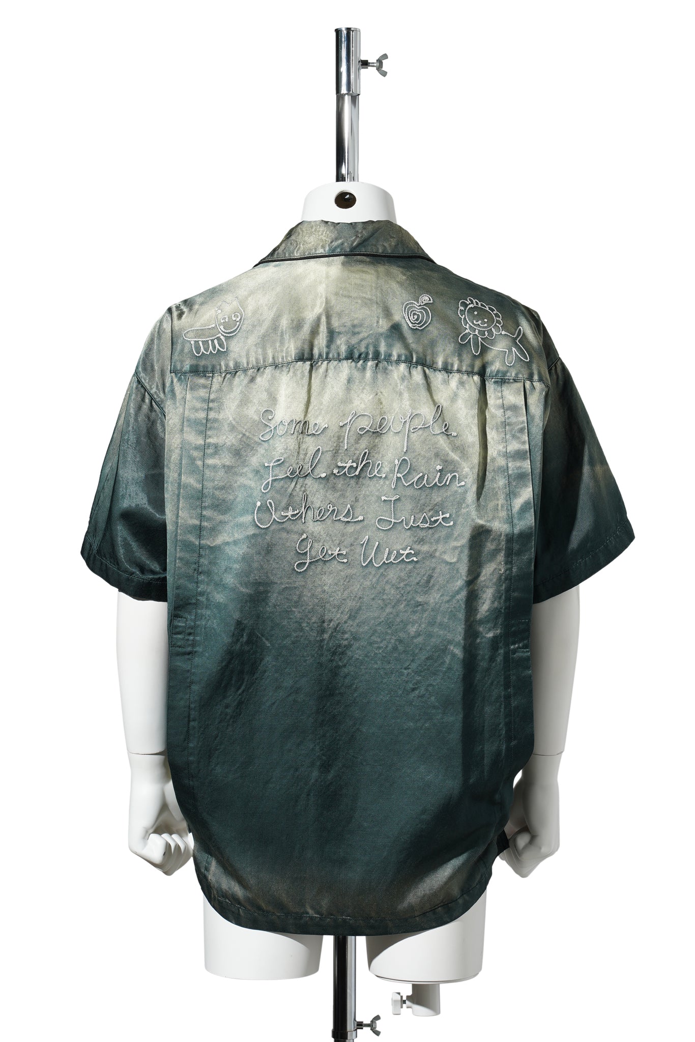 SUN FADE H/S SATIN SHIRTS / DK.GREEN