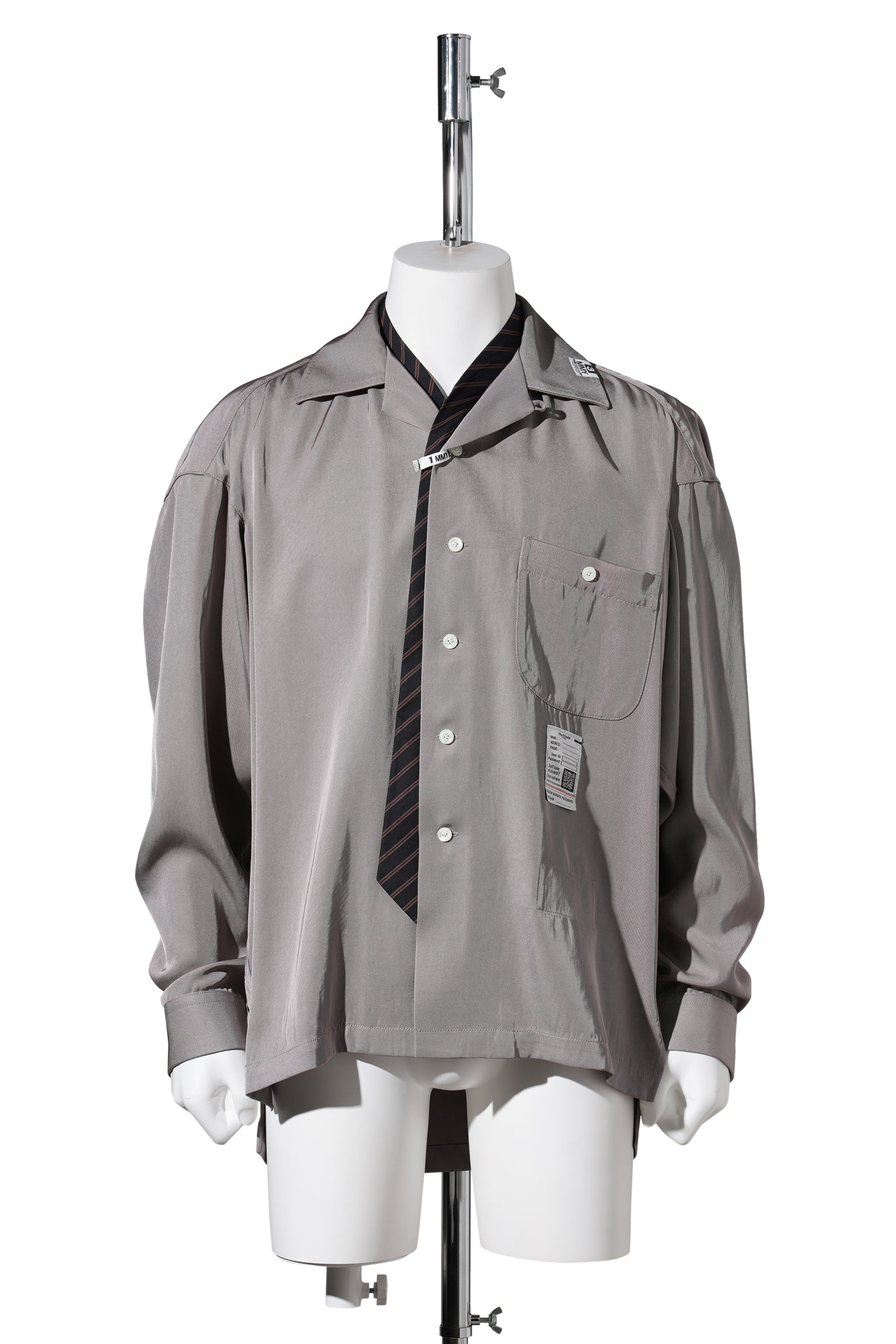 ATTACED TIE L/S SHIRTS / LT.GRAY