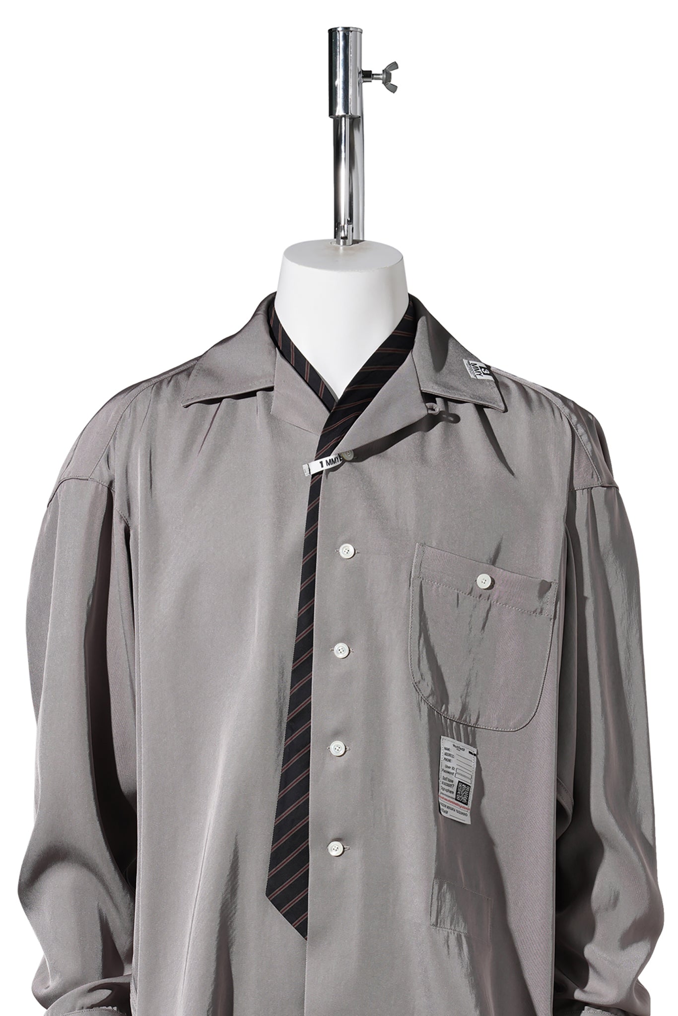 ATTACED TIE L/S SHIRTS / LT.GRAY