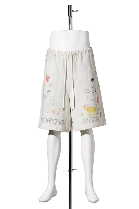 KIDS DOODLE SHORTS / WHITE