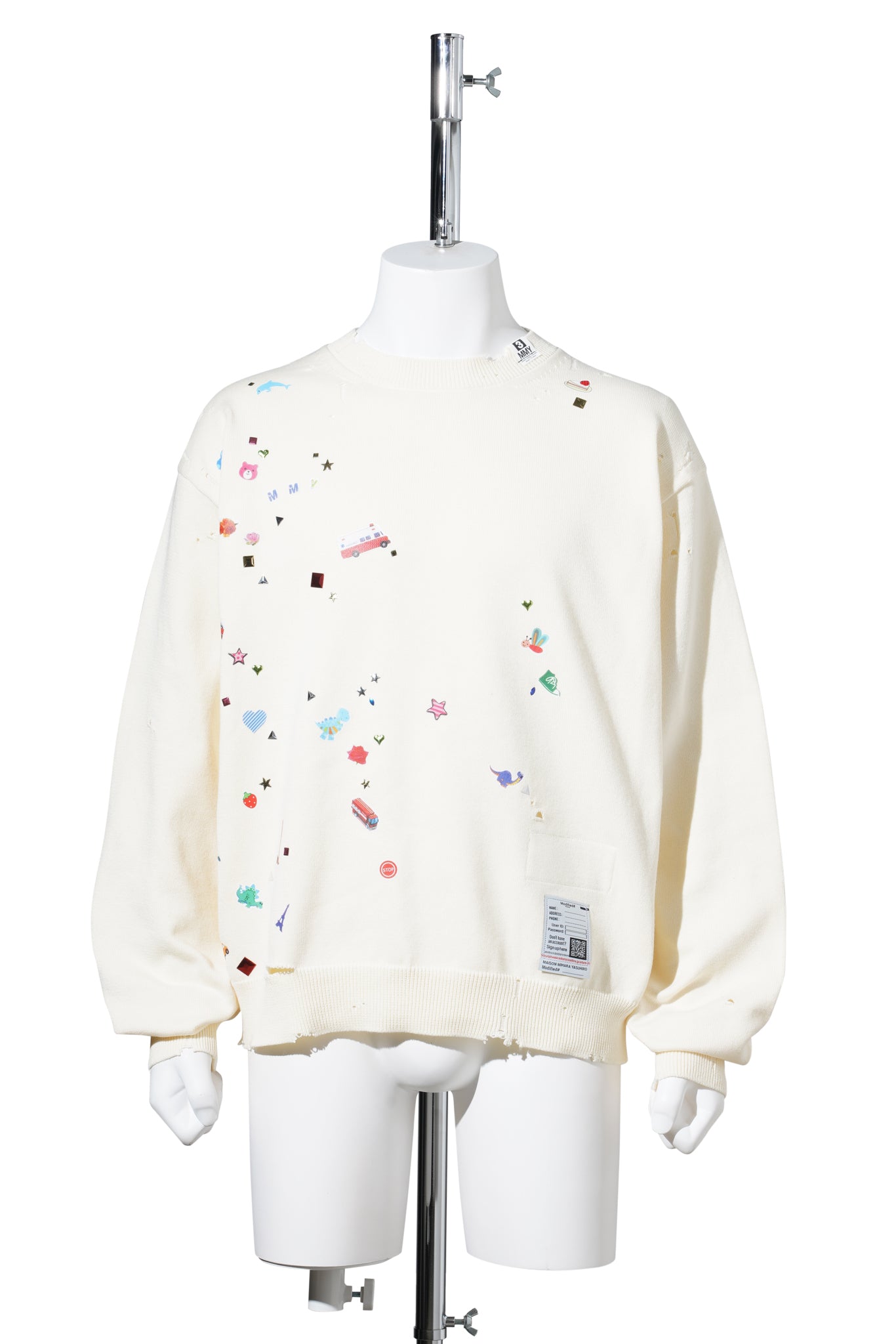 KIDS STICKER KNIT PULLOVER / WHITE