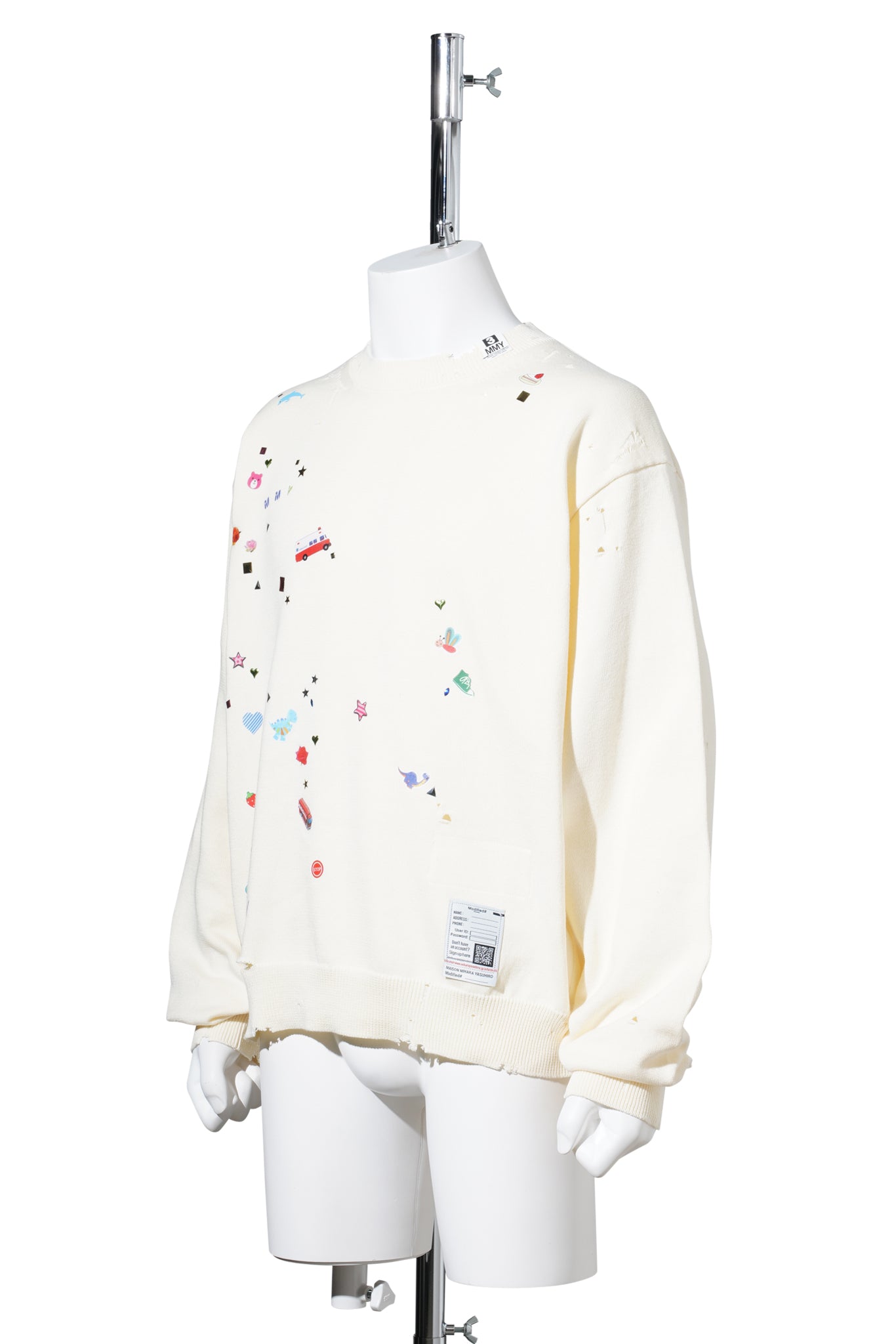 KIDS STICKER KNIT PULLOVER / WHITE