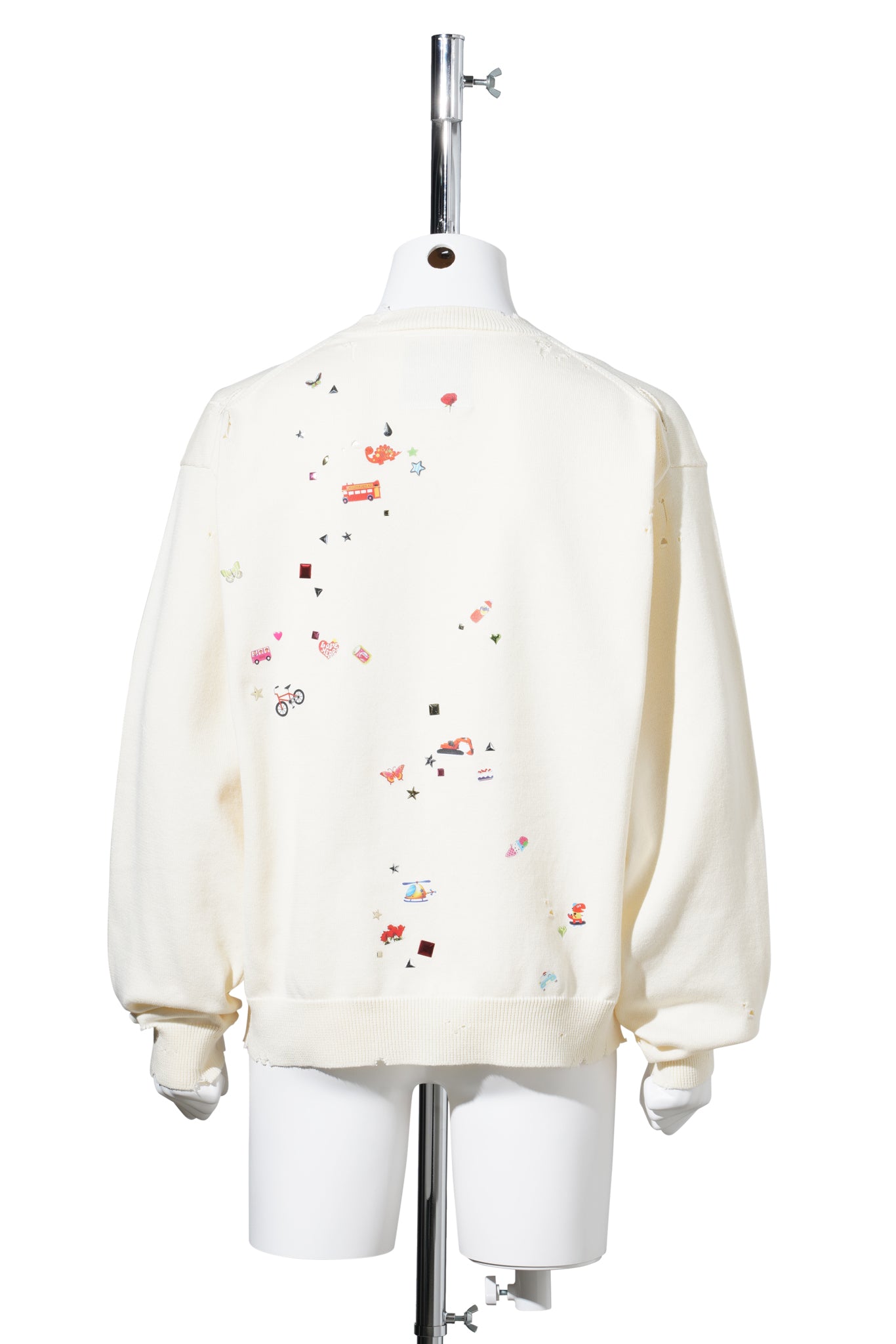 KIDS STICKER KNIT PULLOVER / WHITE