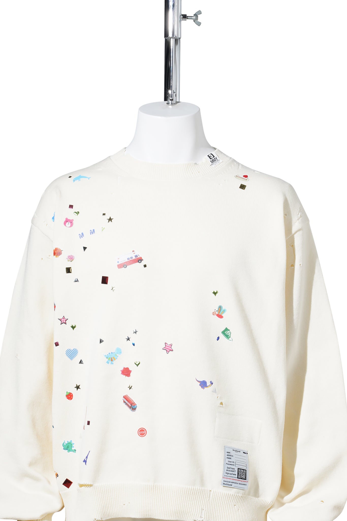 KIDS STICKER KNIT PULLOVER / WHITE