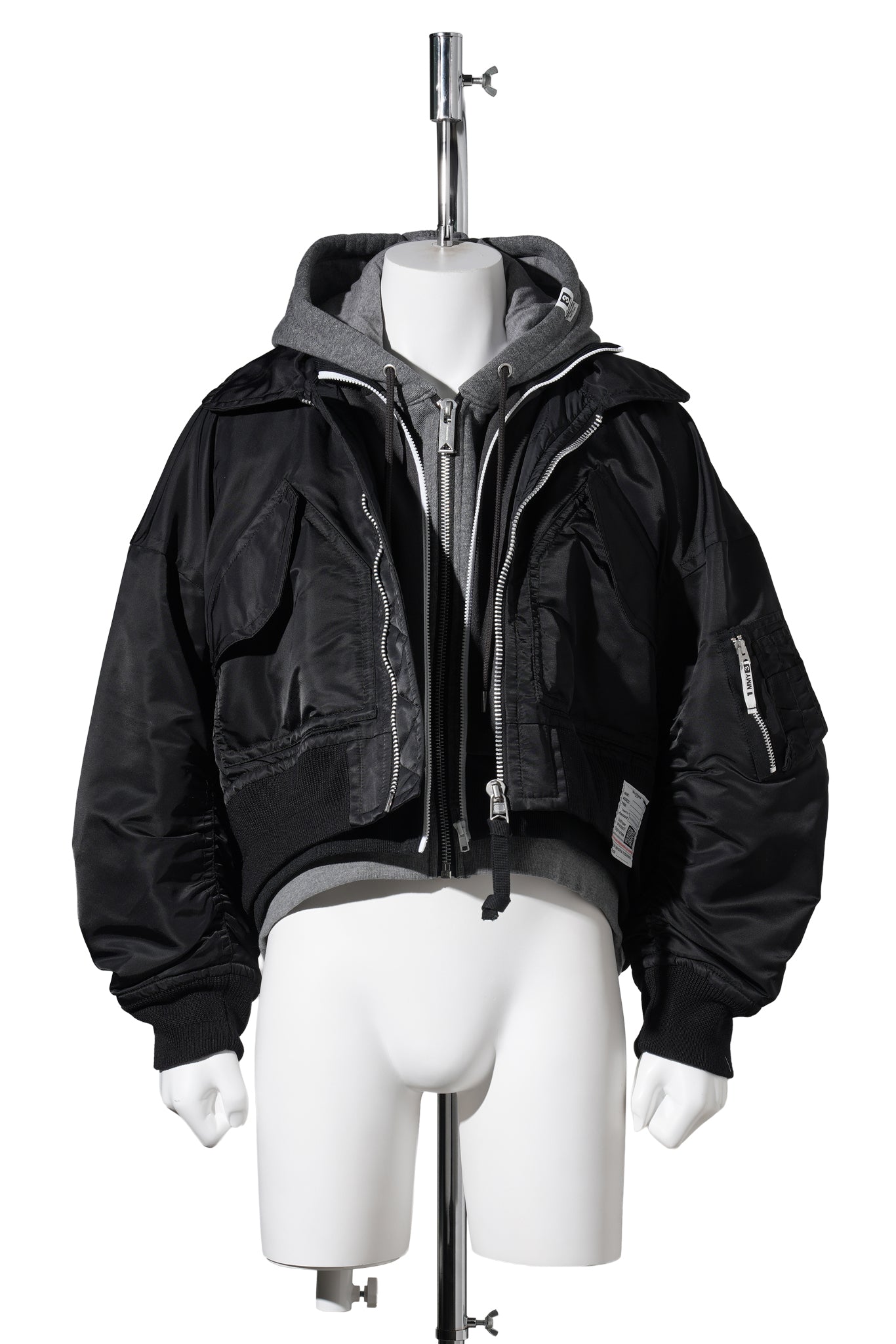 LAYERED FLIGHT JACKET / BLACK