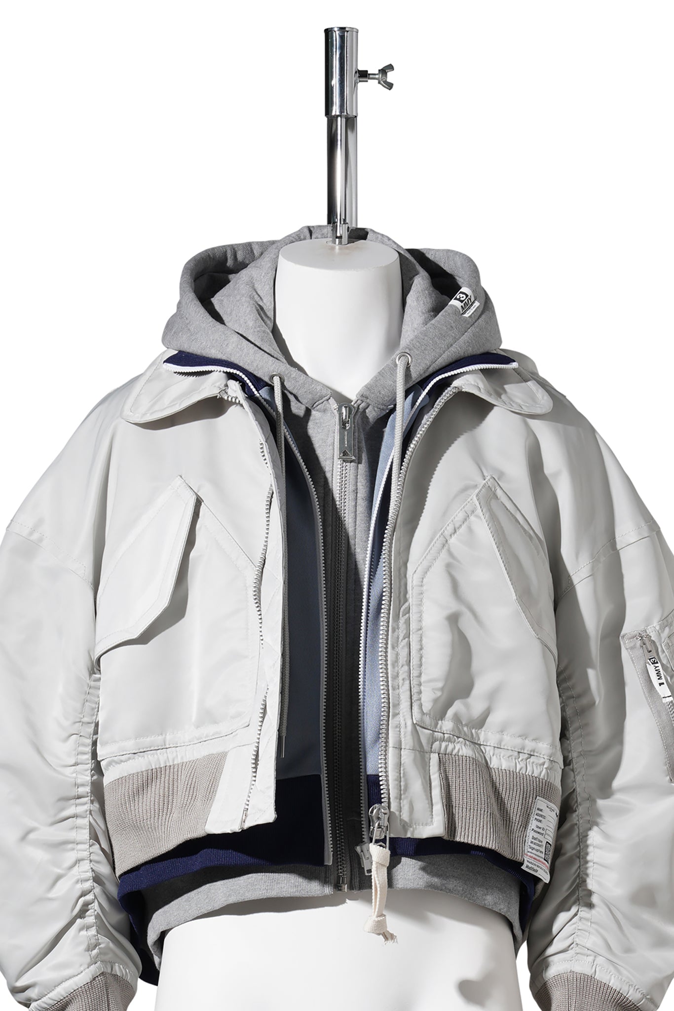 LAYERED FLIGHT JACKET / LT.GRAY