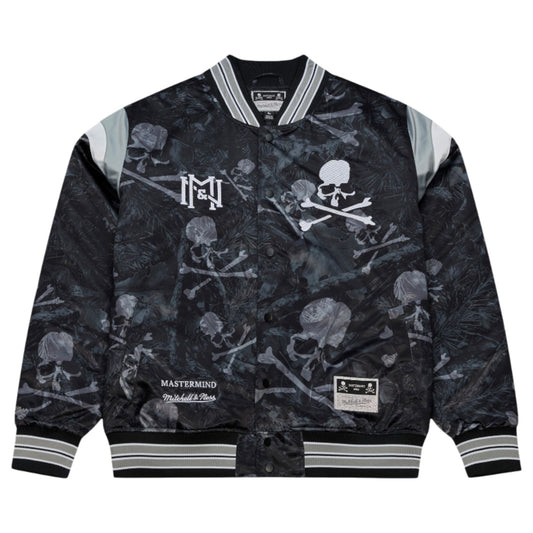 MASTERMIND WORLD x Mitchell & Ness  MSTRMNDxMN PRINT SATIN JKT / BLACK