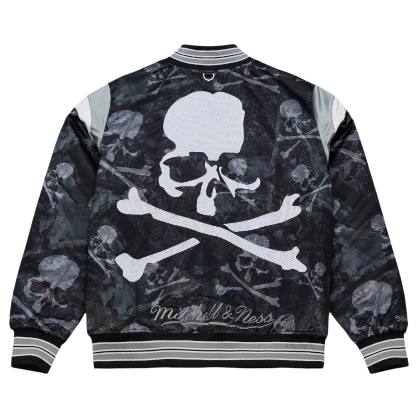 MASTERMIND WORLD x Mitchell & Ness  MSTRMNDxMN PRINT SATIN JKT / BLACK